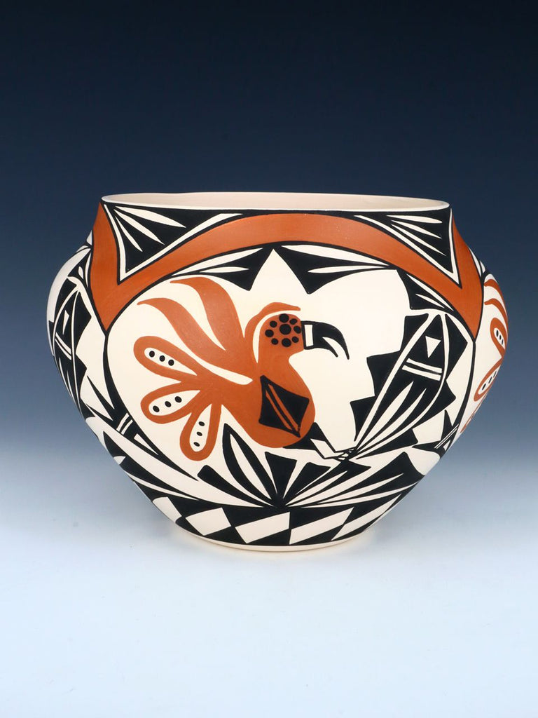 Acoma Pueblo Parrot Hand Painted Pottery Bowl - PuebloDirect.com