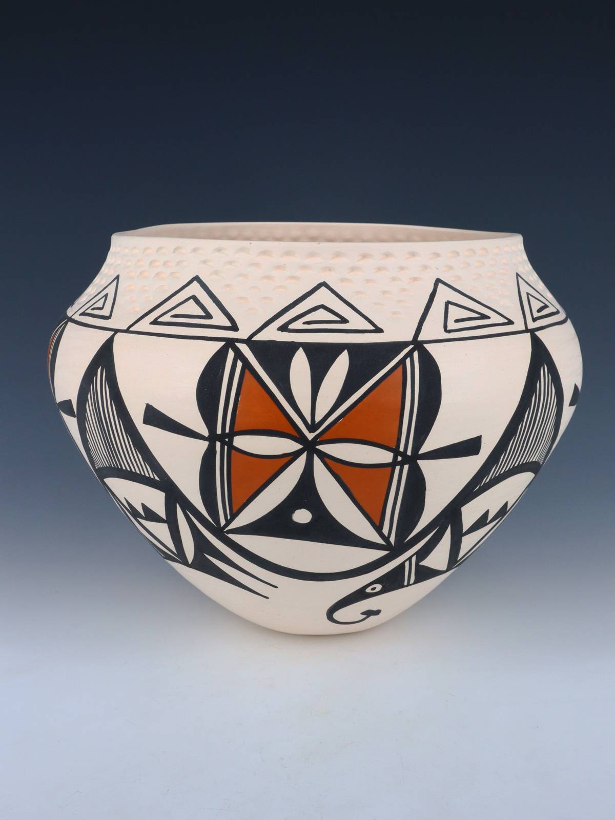Acoma Pueblo Hand Coiled Painted Pottery Bowl - PuebloDirect.com