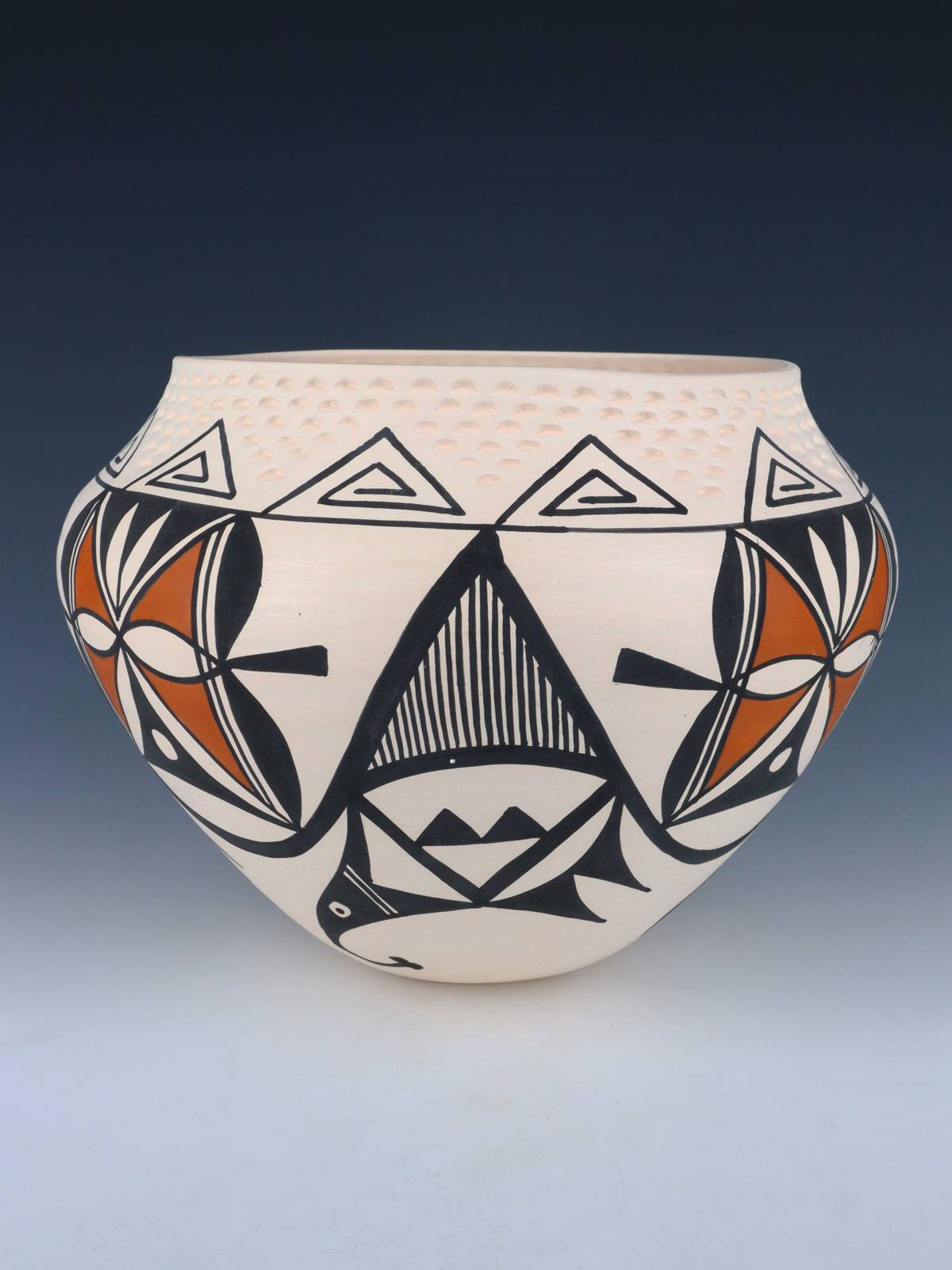 Acoma Pueblo Hand Coiled Painted Pottery Bowl - PuebloDirect.com