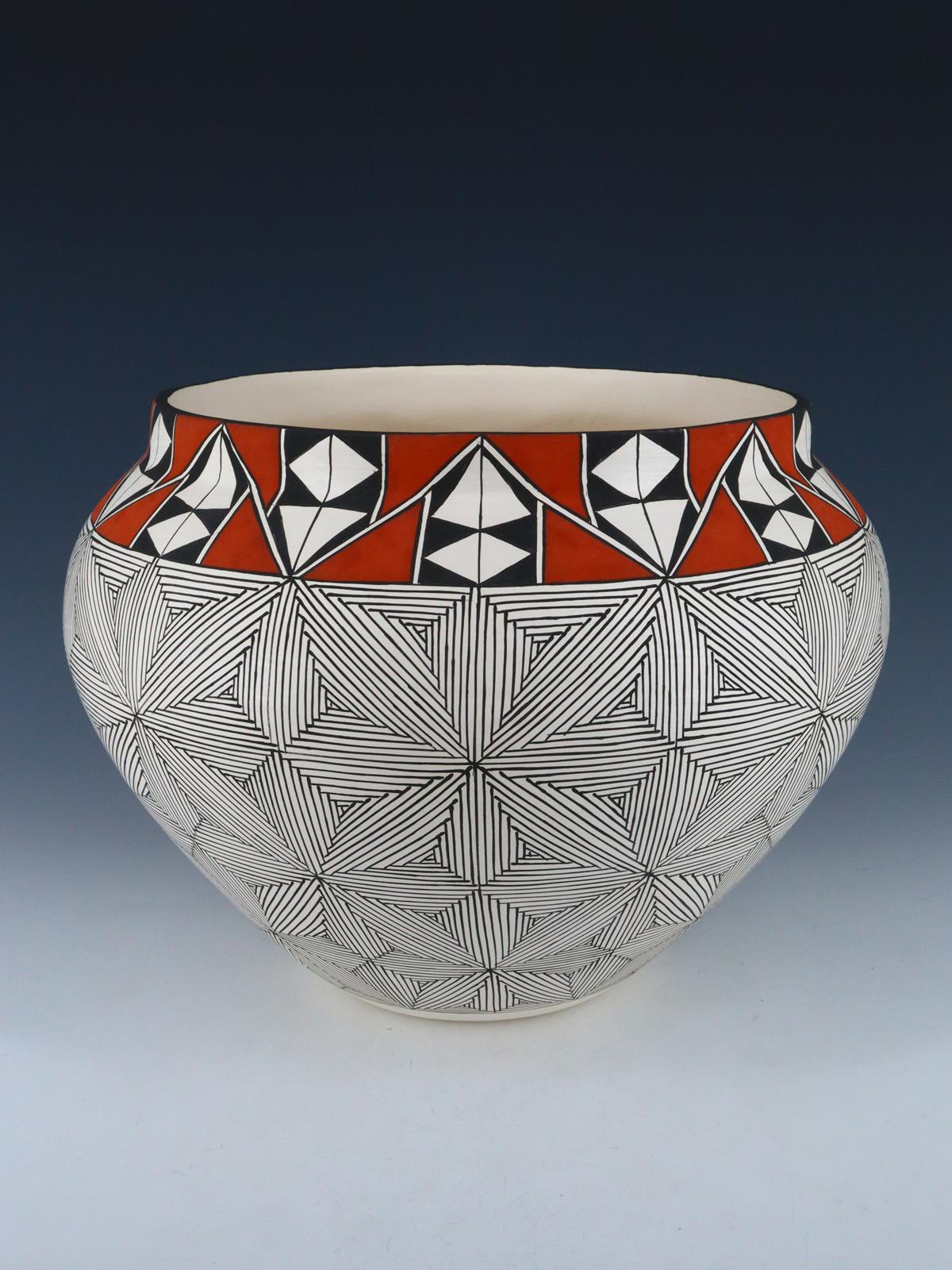 Acoma Pueblo Fine Line Design Pottery Vase - PuebloDirect.com