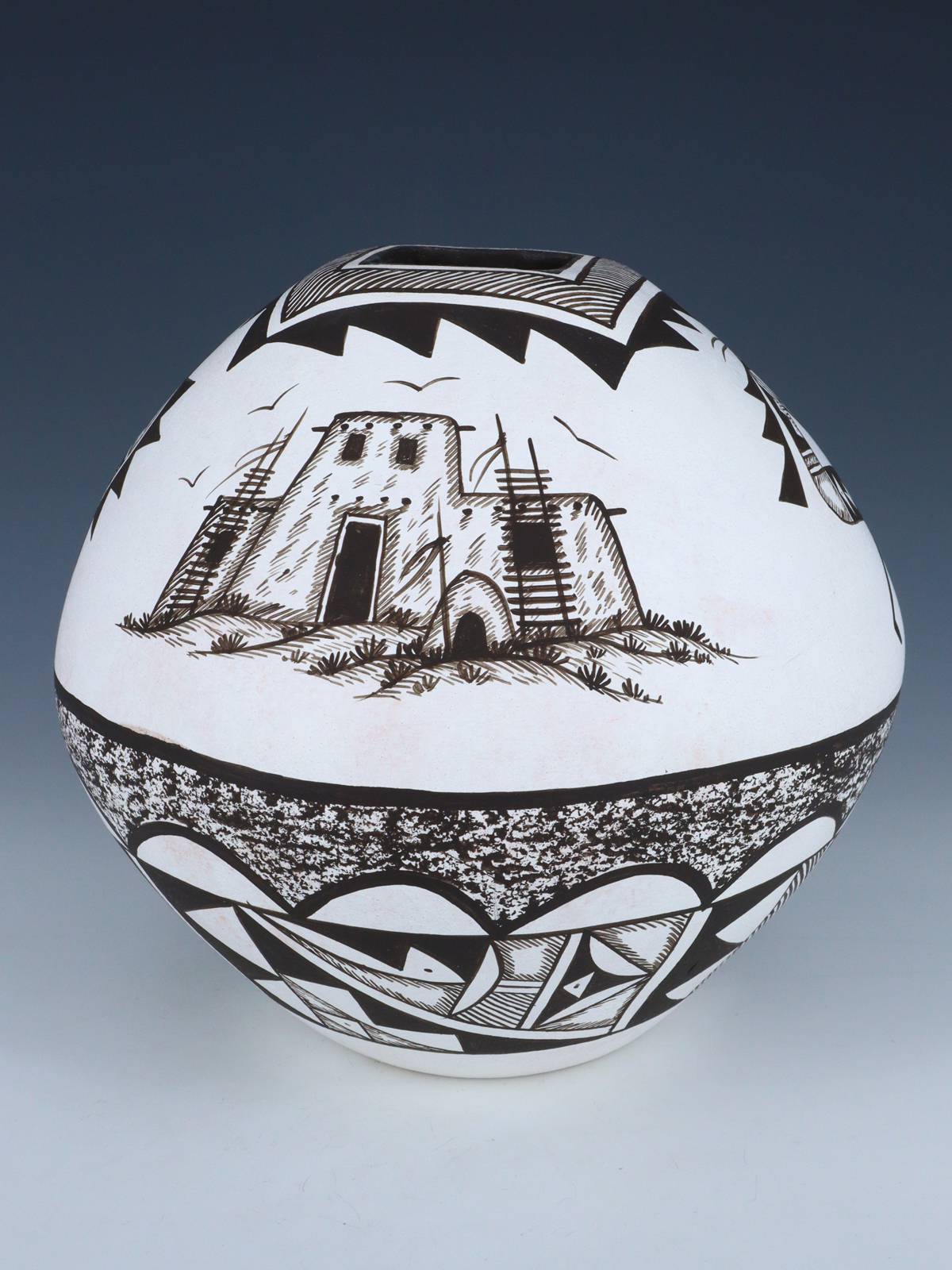 Acoma Style Hand Coiled Pottery Vessel - PuebloDirect.com