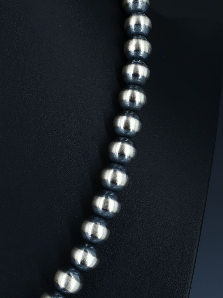 12mm Native American Sterling Silver Beaded Necklace, Multiple Lengths - PuebloDirect.com