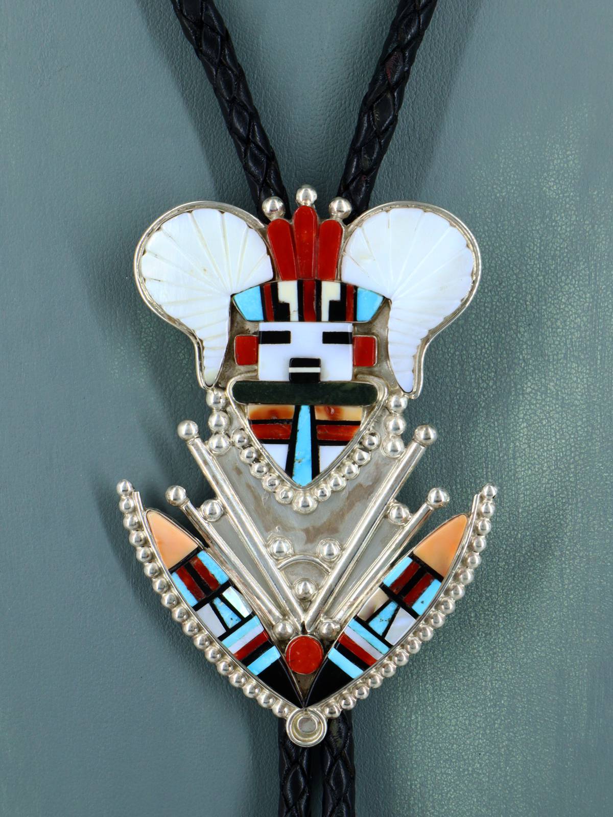 Sterling Silver Zuni Inlay Bolo Tie