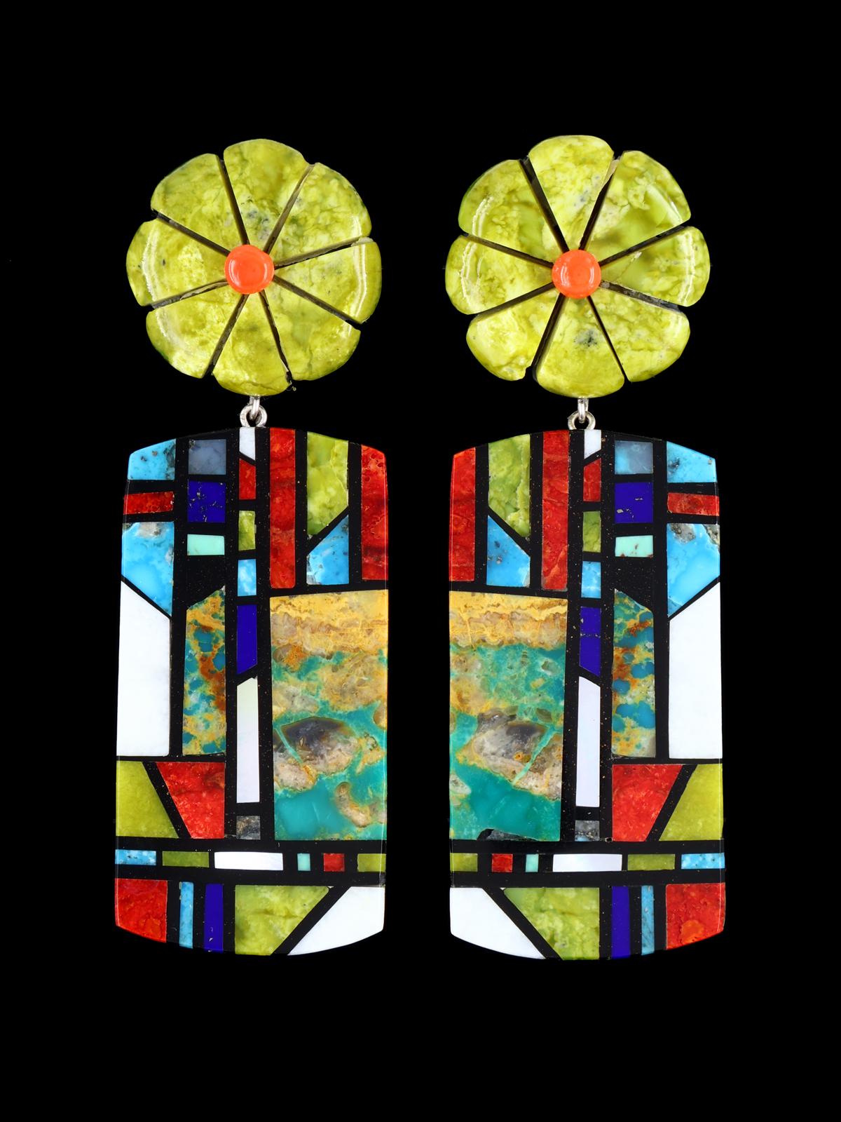 Pendientes colgantes con mosaico y poste con incrustaciones de Santo Domingo