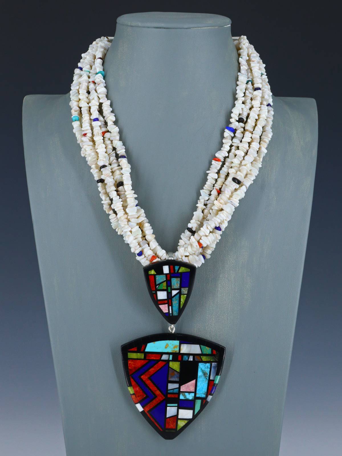Native American Santo Domingo Mosaic Inlay Necklace - PuebloDirect.com