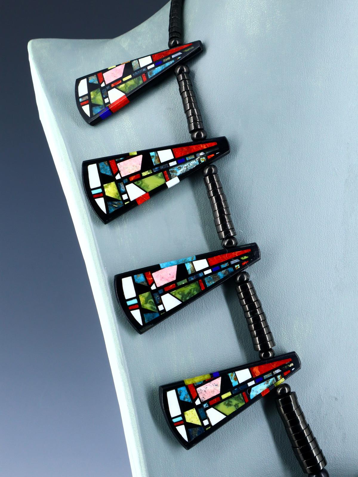 Collier amérindien de Saint-Domingue avec incrustation de mosaïque turquoise