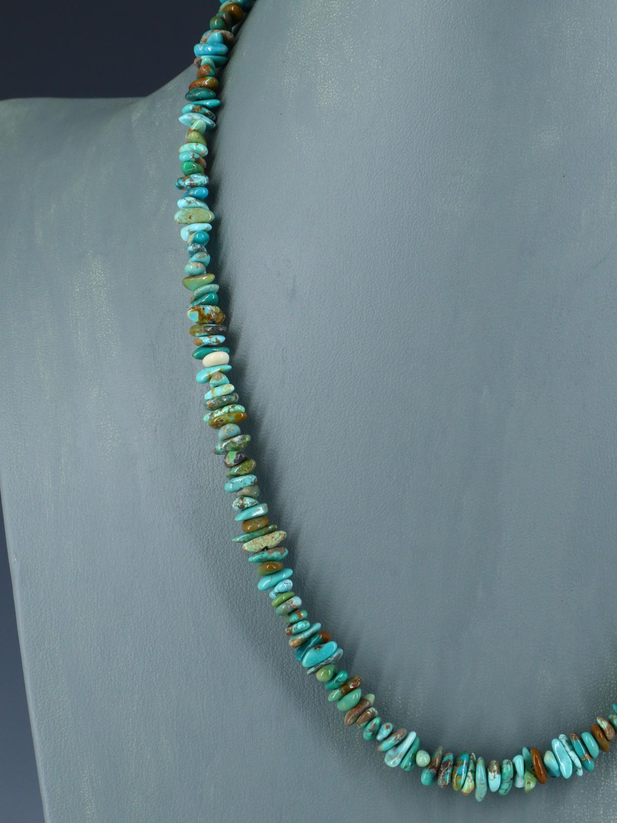 20" Single Strand Natural Carico Lake Turquoise Necklace - PuebloDirect.com