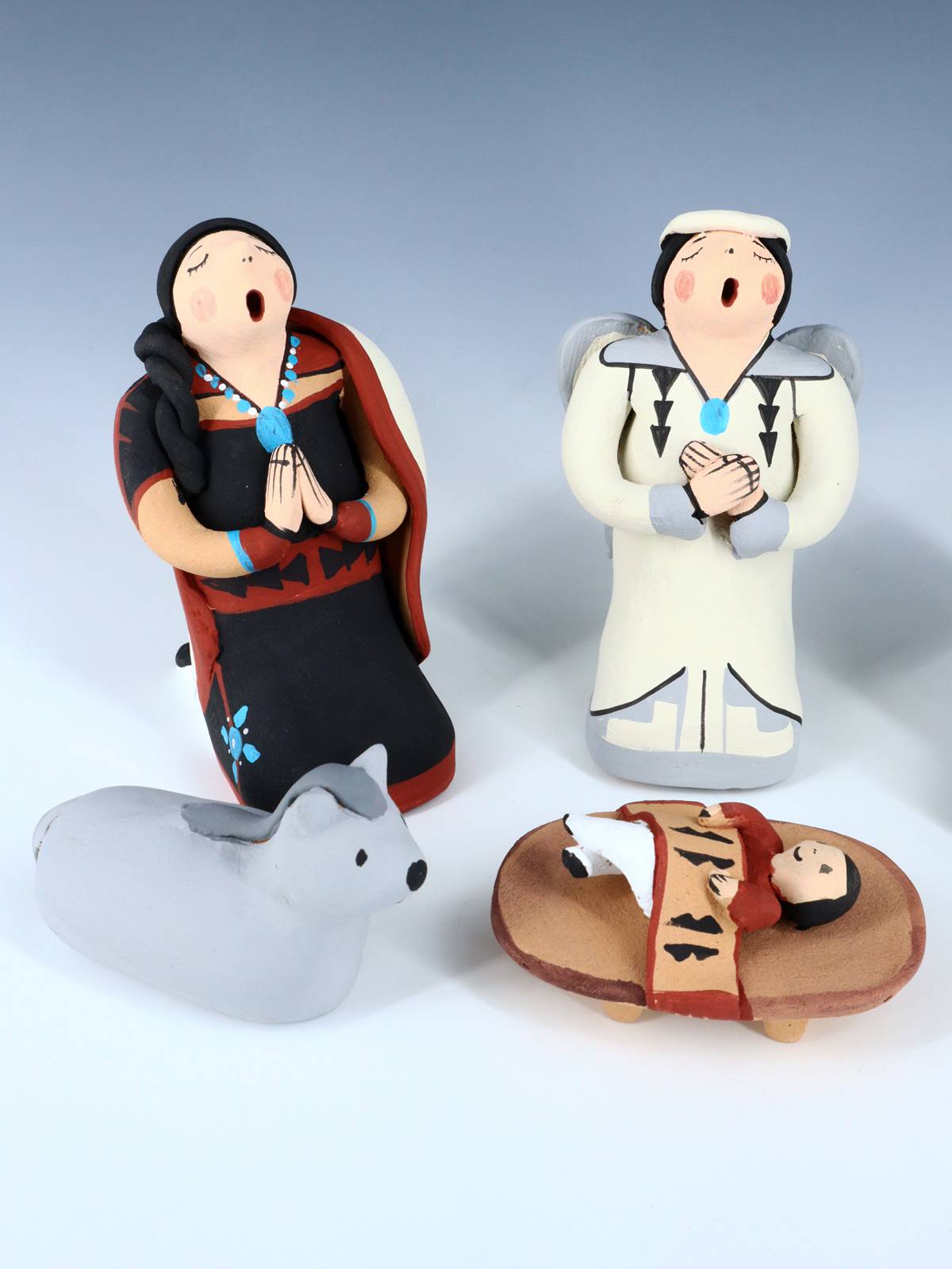 Jemez Pueblo Pottery 5 Piece Storyteller Nativity Set - PuebloDirect.com