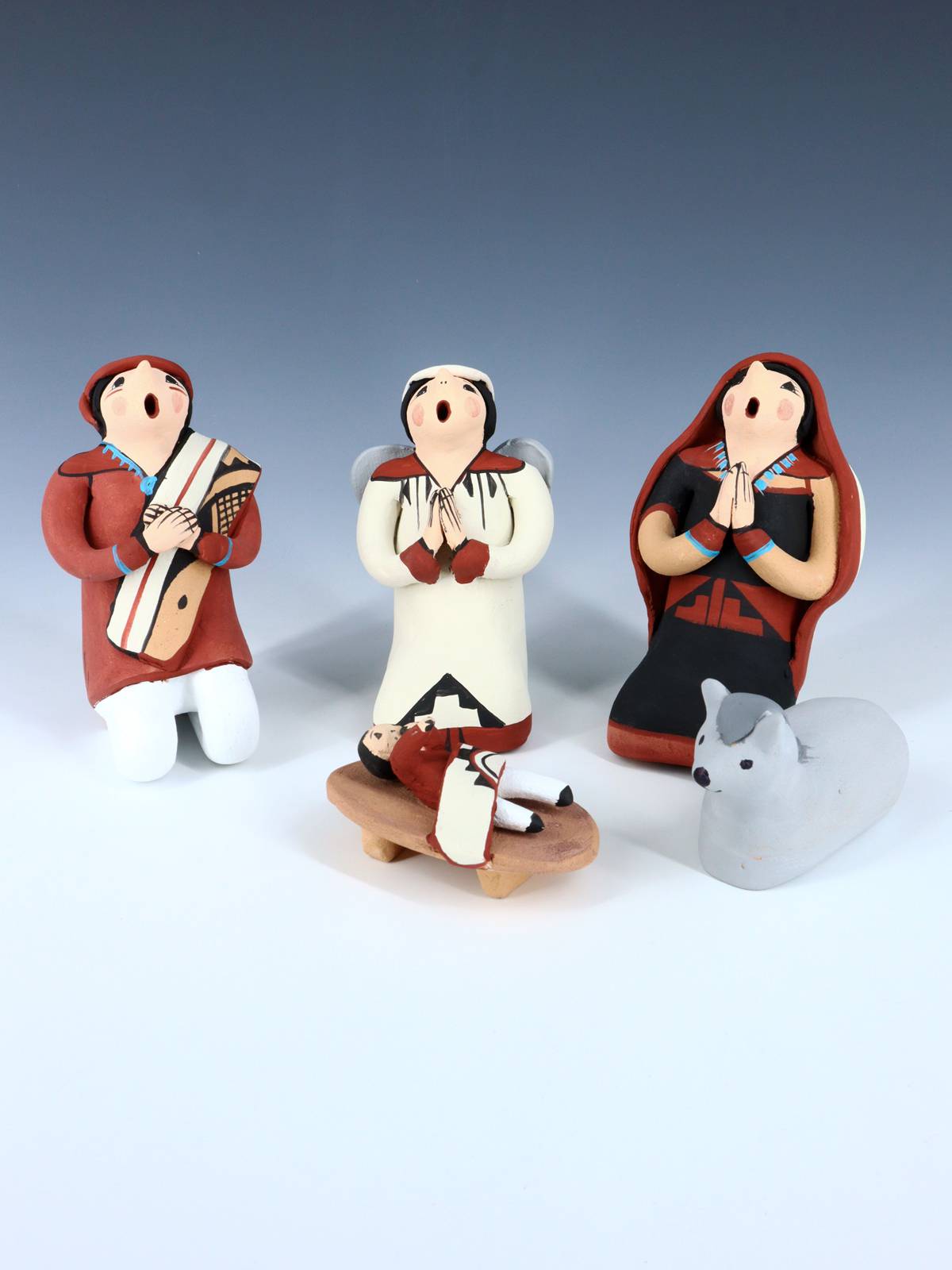 Jemez Pueblo Pottery 5 Piece Storyteller Nativity Set - PuebloDirect.com
