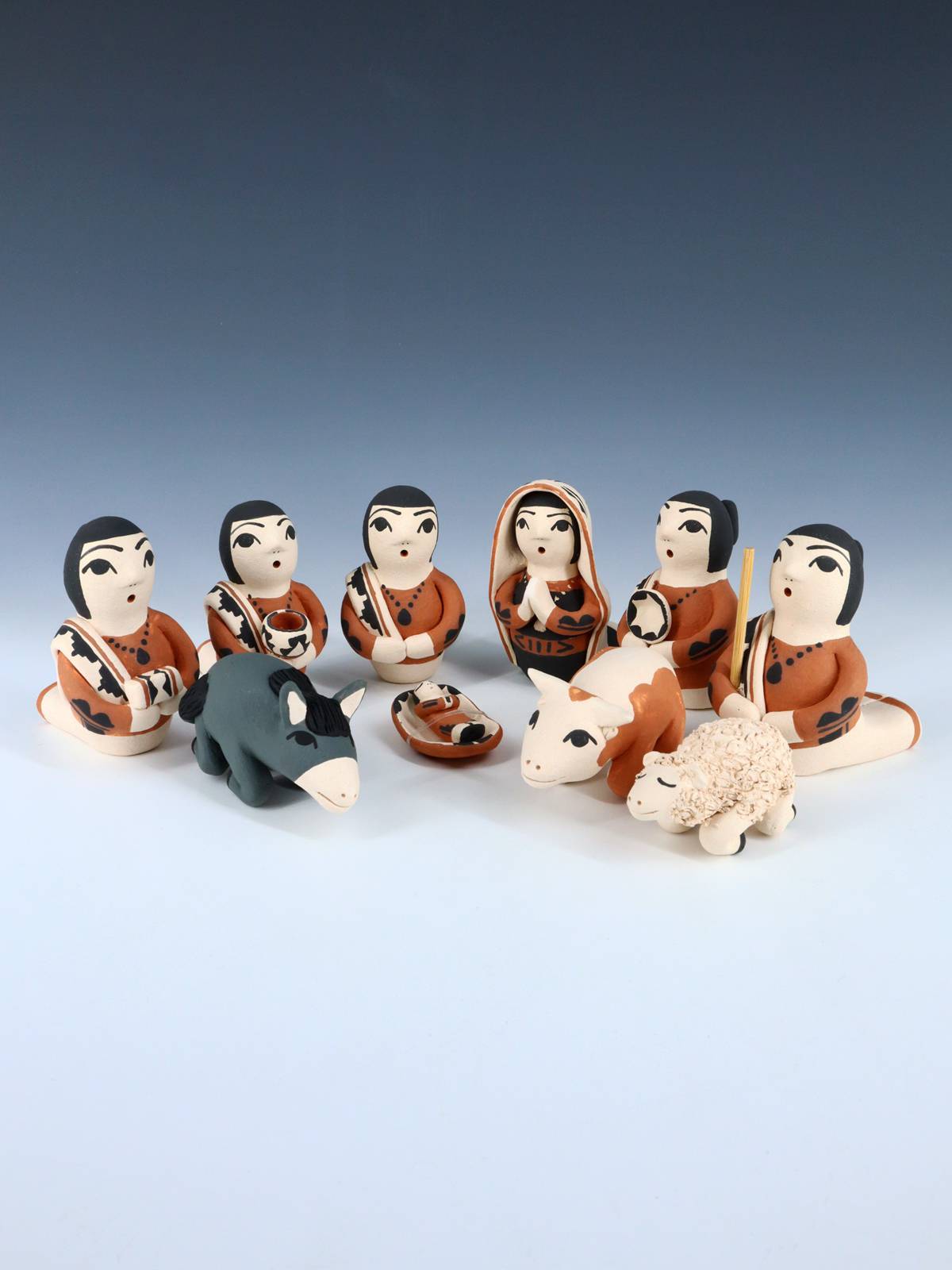 10 Piece Jemez Pueblo Pottery Nativity Set - PuebloDirect.com