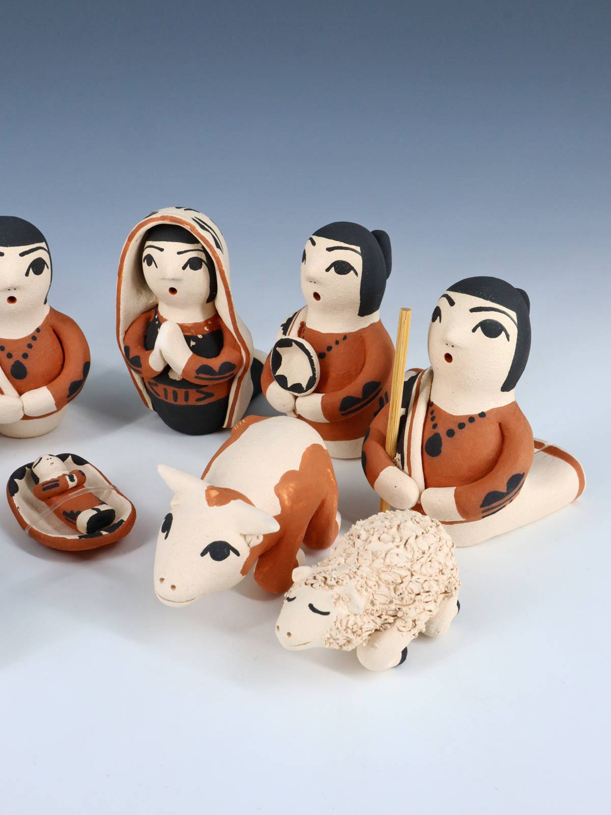 10 Piece Jemez Pueblo Pottery Nativity Set - PuebloDirect.com