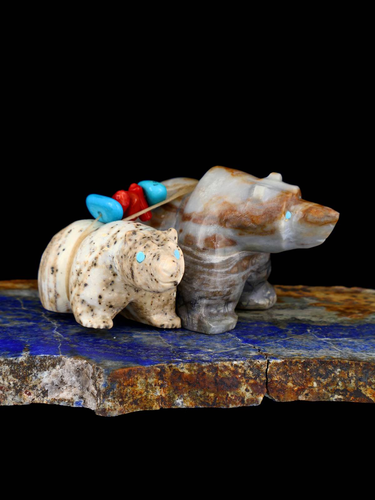 Picasso Marble Double Bear Zuni Fetish