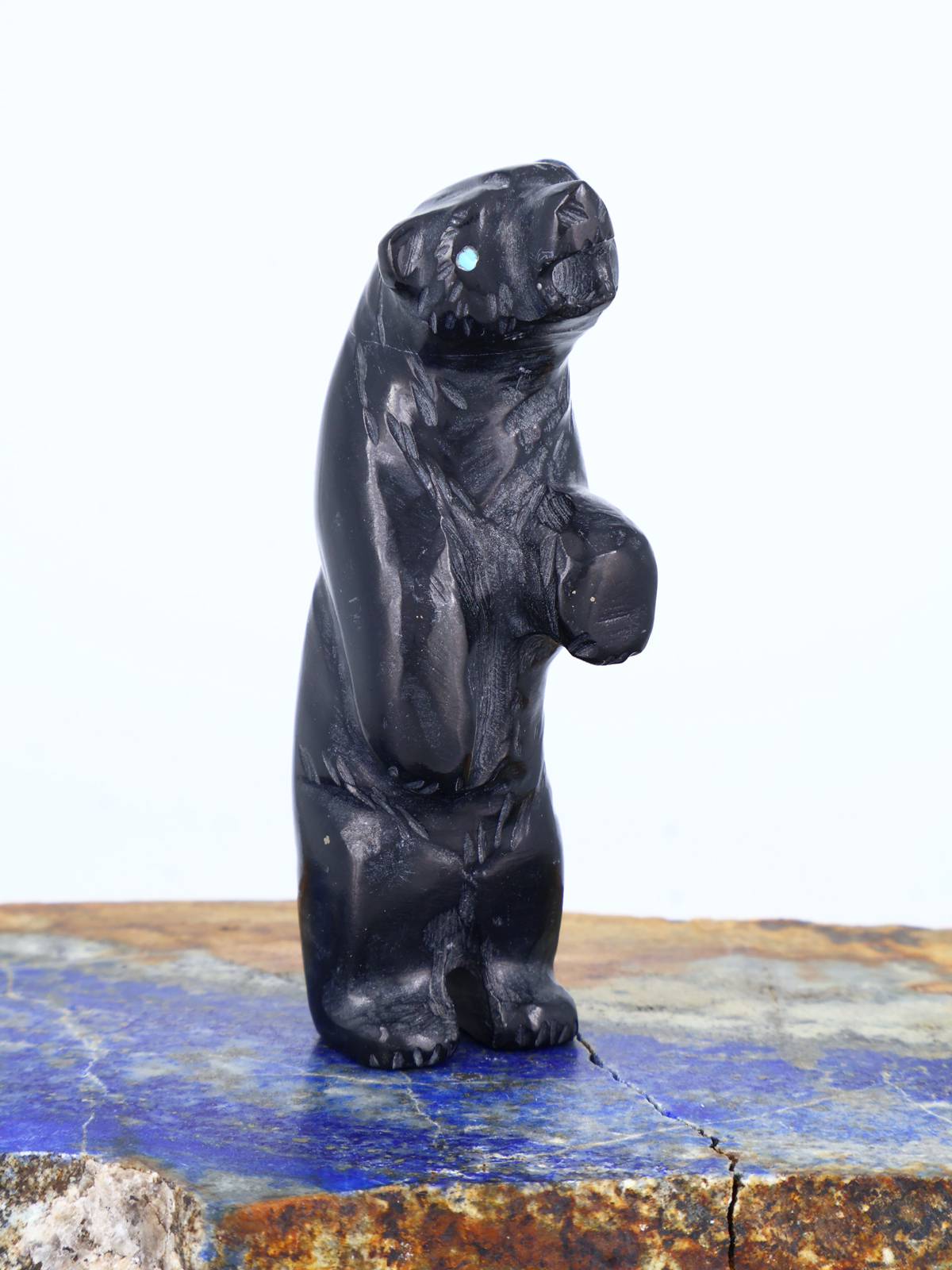 Black Marble Bear Zuni Fetish