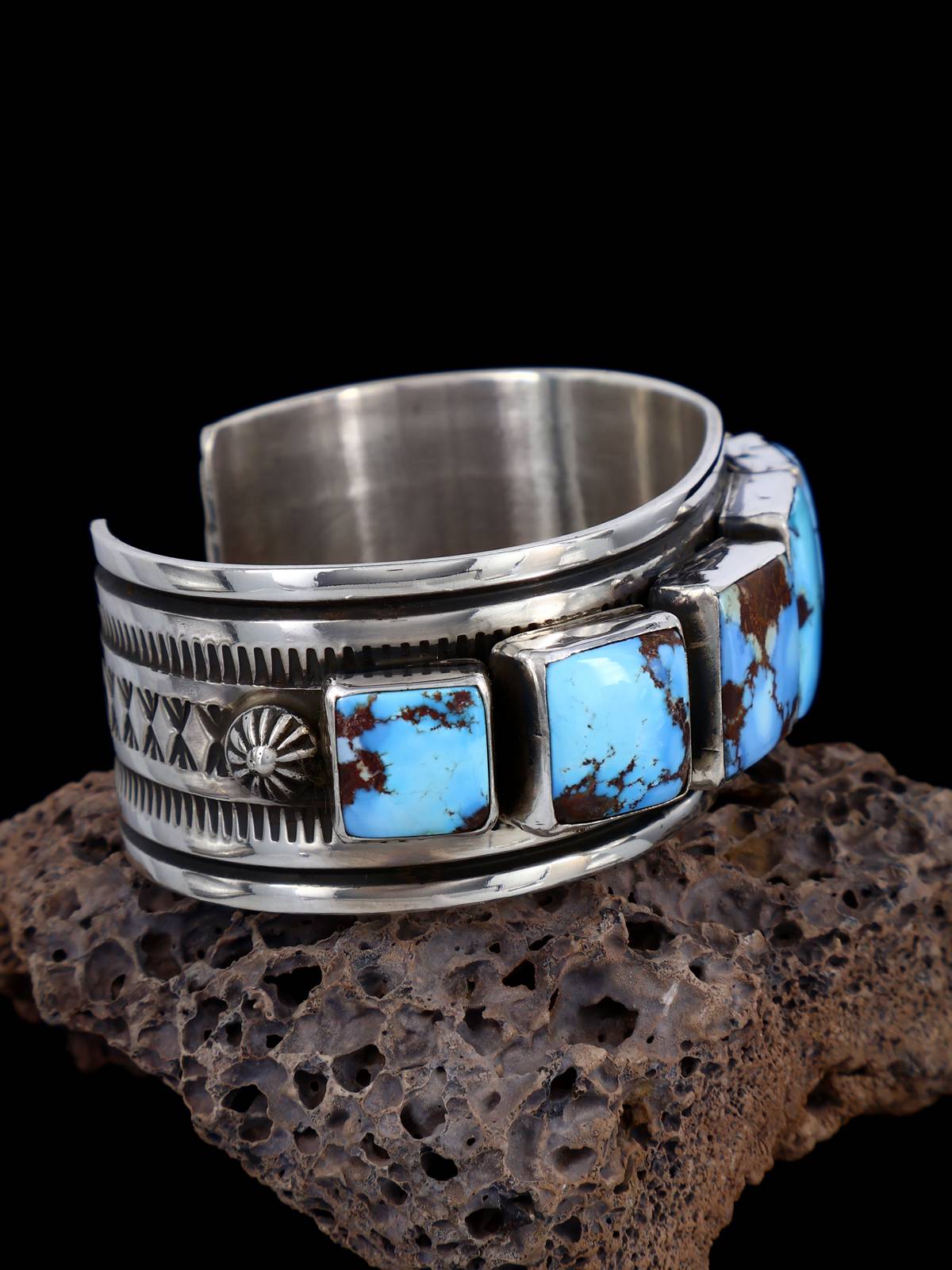 Native American Jewelry Natural Golden Hill Turquoise Cuff Bracelet - PuebloDirect.com
