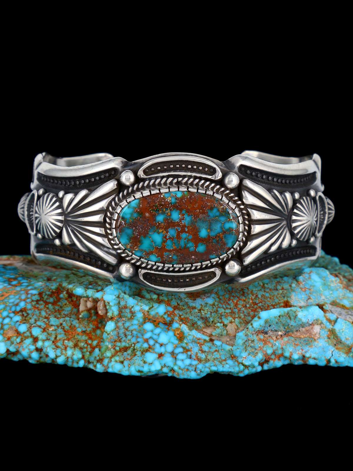 Native American Jewelry Natural Pilot Mountain Turquoise Cuff Bracelet