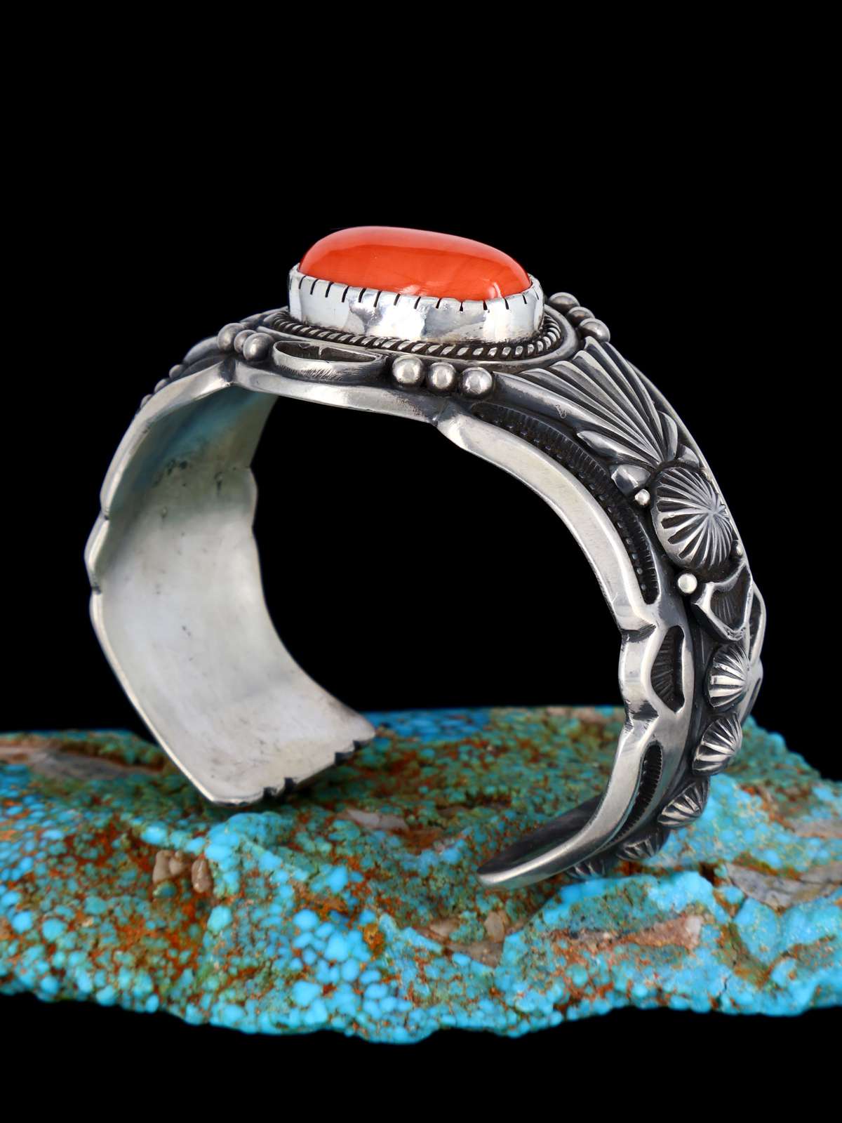 Native American Jewelry Natural Coral Cuff Bracelet