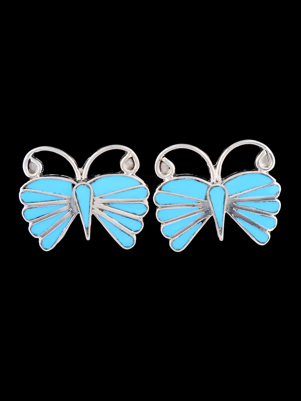 Pendientes con poste de mariposa y opalita con incrustaciones Zuni