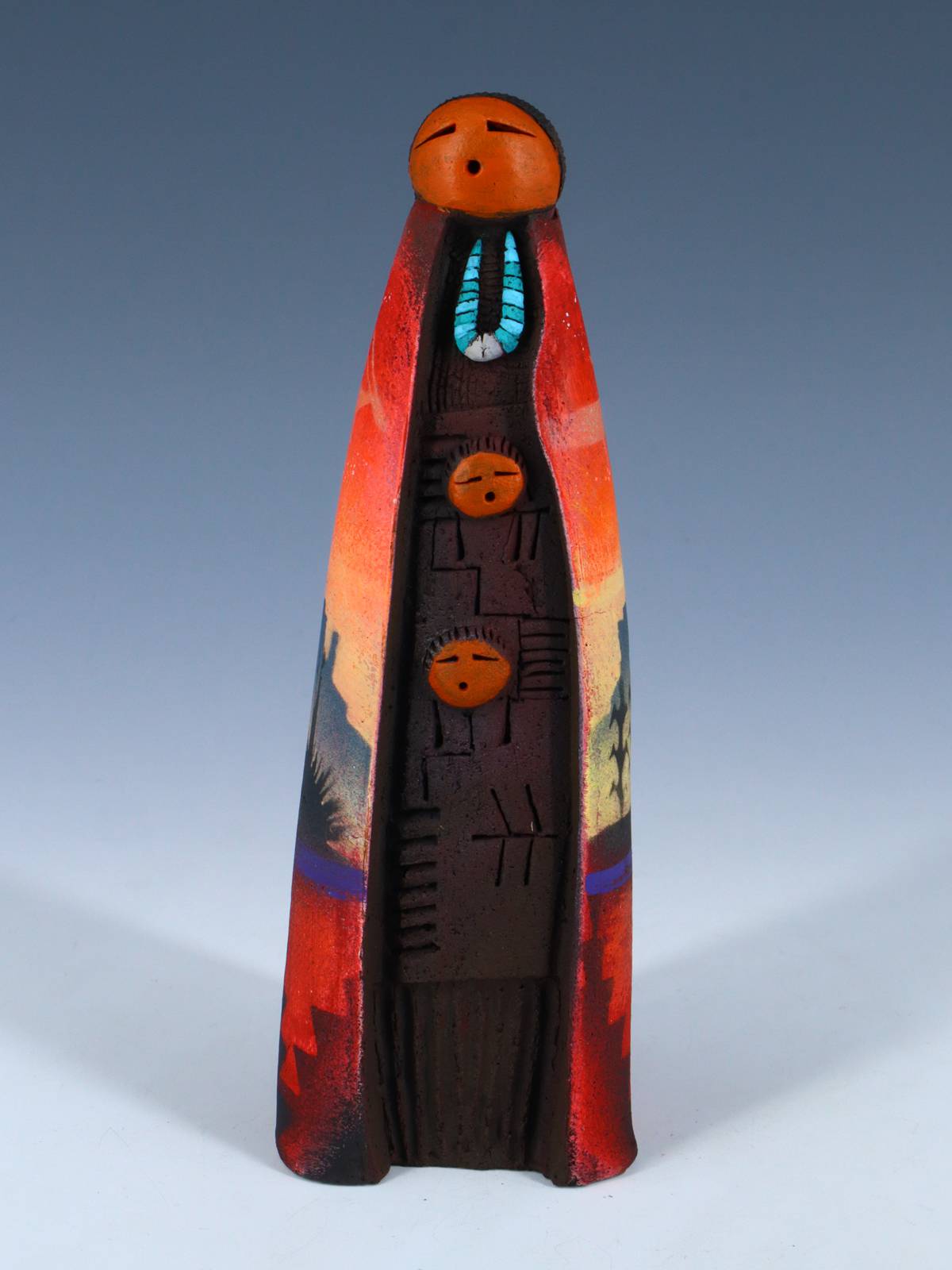 Native American Clay Mother Two Baby Pottery Figural Doll - PuebloDirect.com