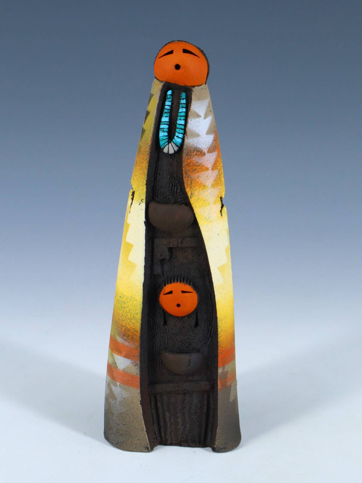 Native American Clay Mother One Baby Pottery Figural Doll - PuebloDirect.com