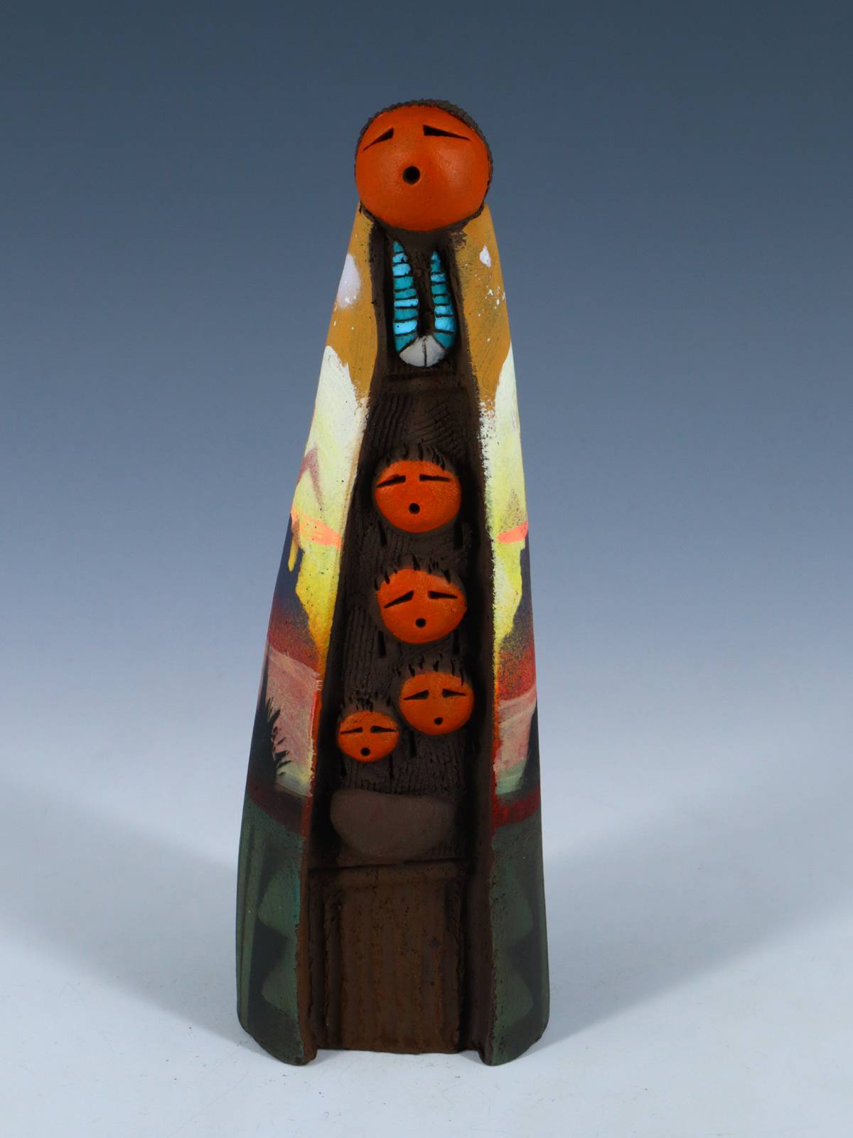 Native American Clay Mother Four Baby Pottery Figural Doll - PuebloDirect.com