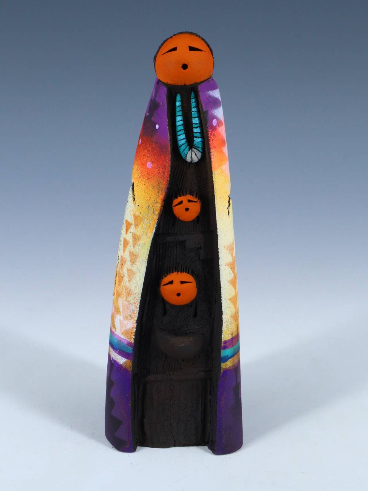 Native American Clay Mother Two Baby Pottery Figural Doll - PuebloDirect.com