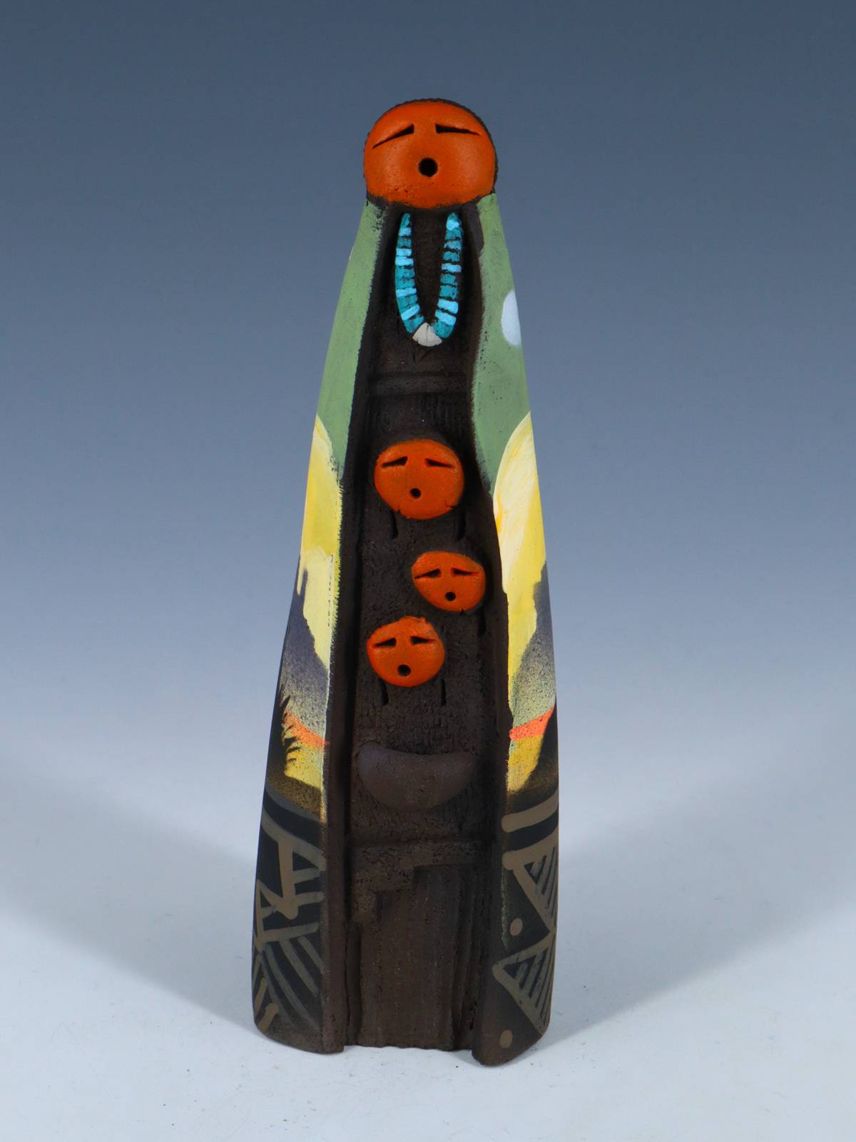 Native American Clay Mother Three Baby Pottery Figural Doll - PuebloDirect.com