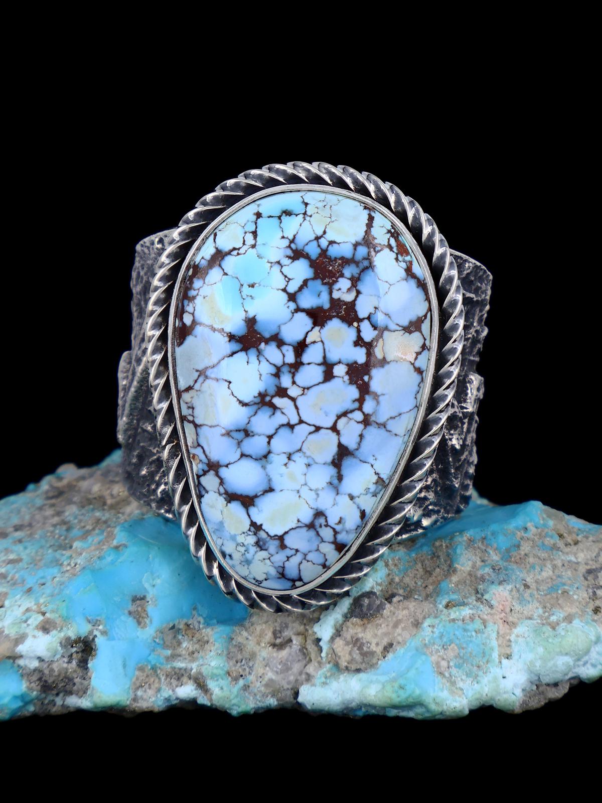Navajo Tufa Cast Sterling Silver Golden Hill Turquoise Ring Size 12