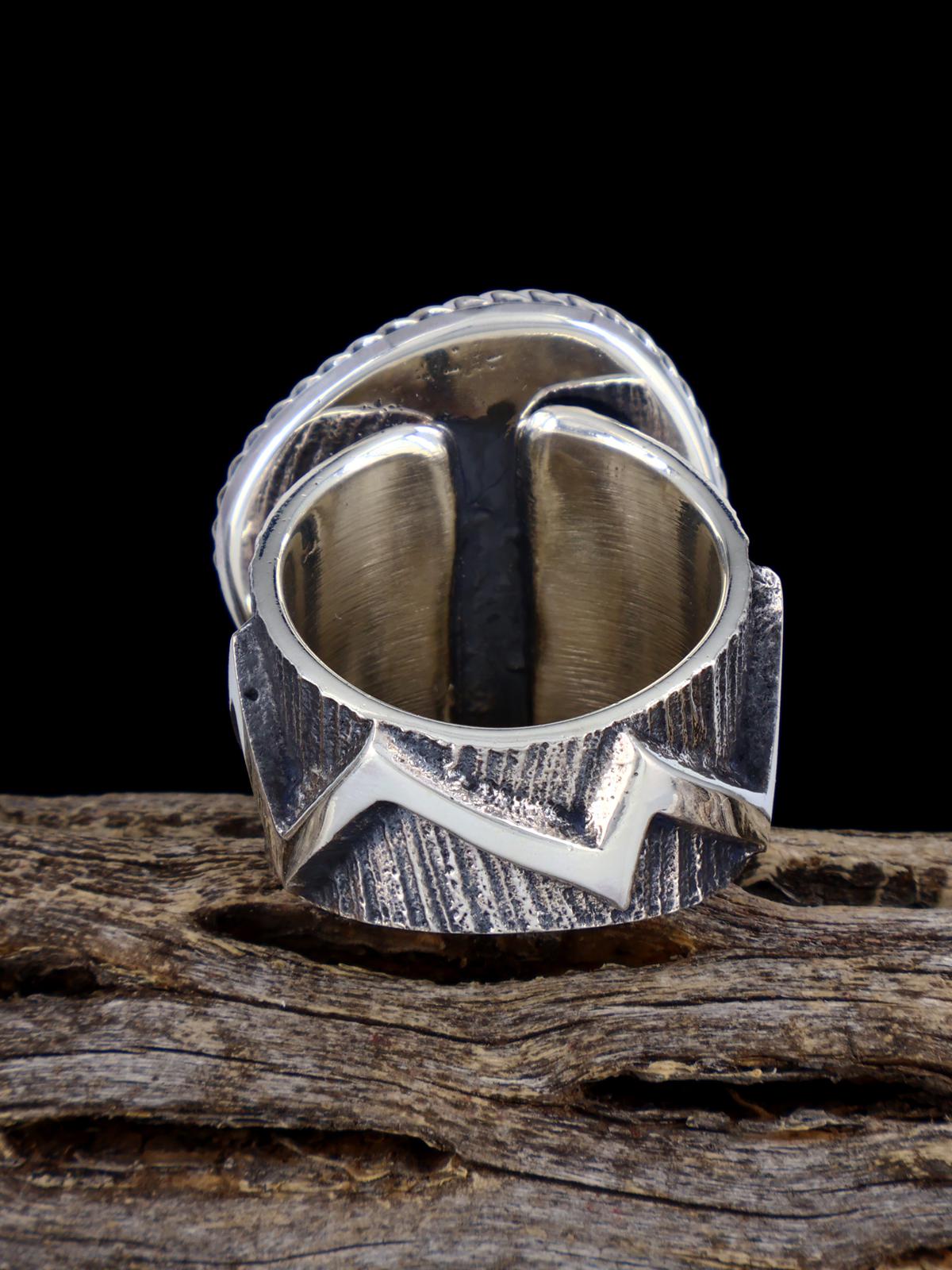 Navajo Tufa Cast Sterling Silver Dinosaur Bone Ring Size 9.5