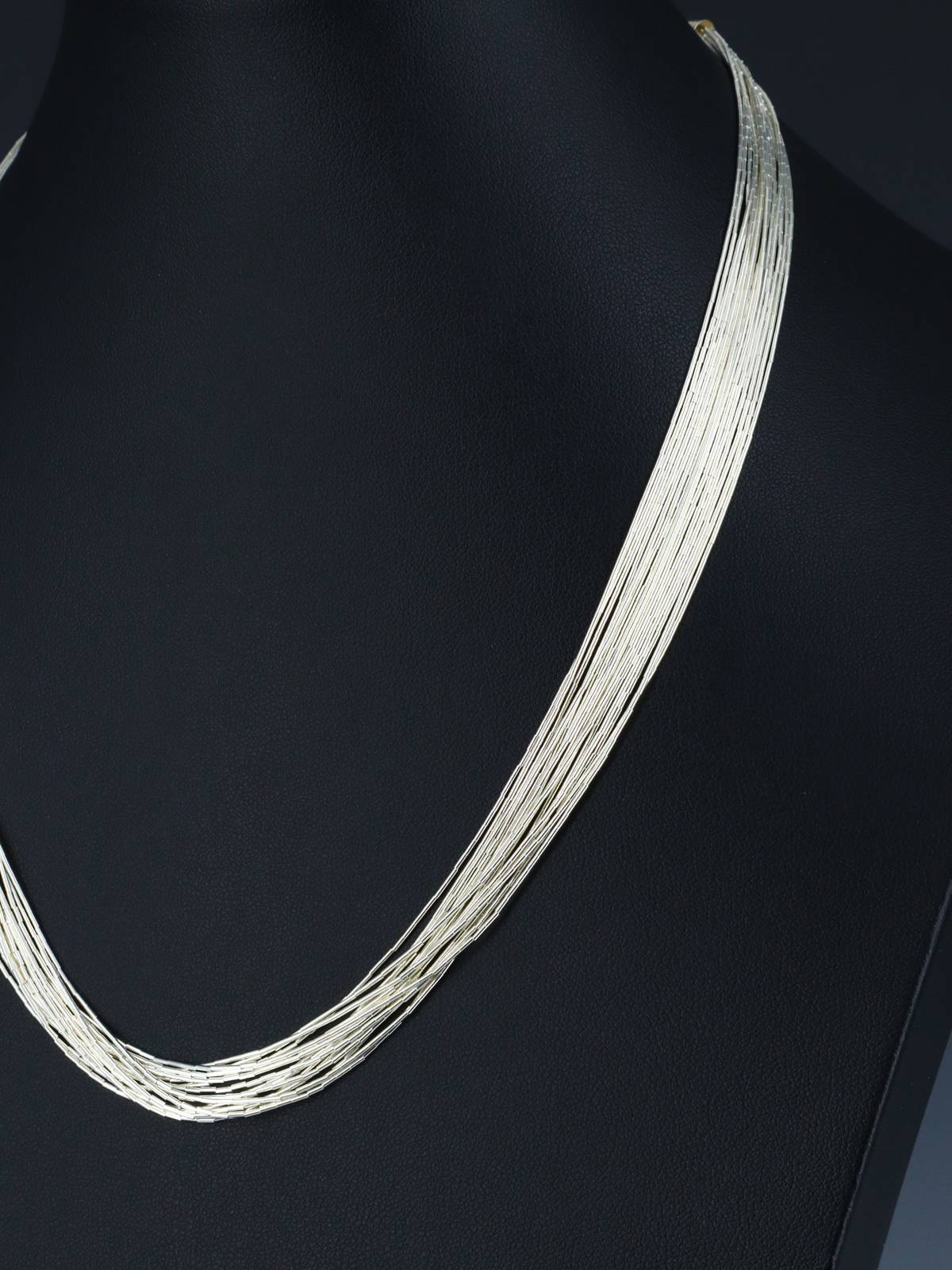 15 Strand Liquid Silver 18" Necklace - PuebloDirect.com
