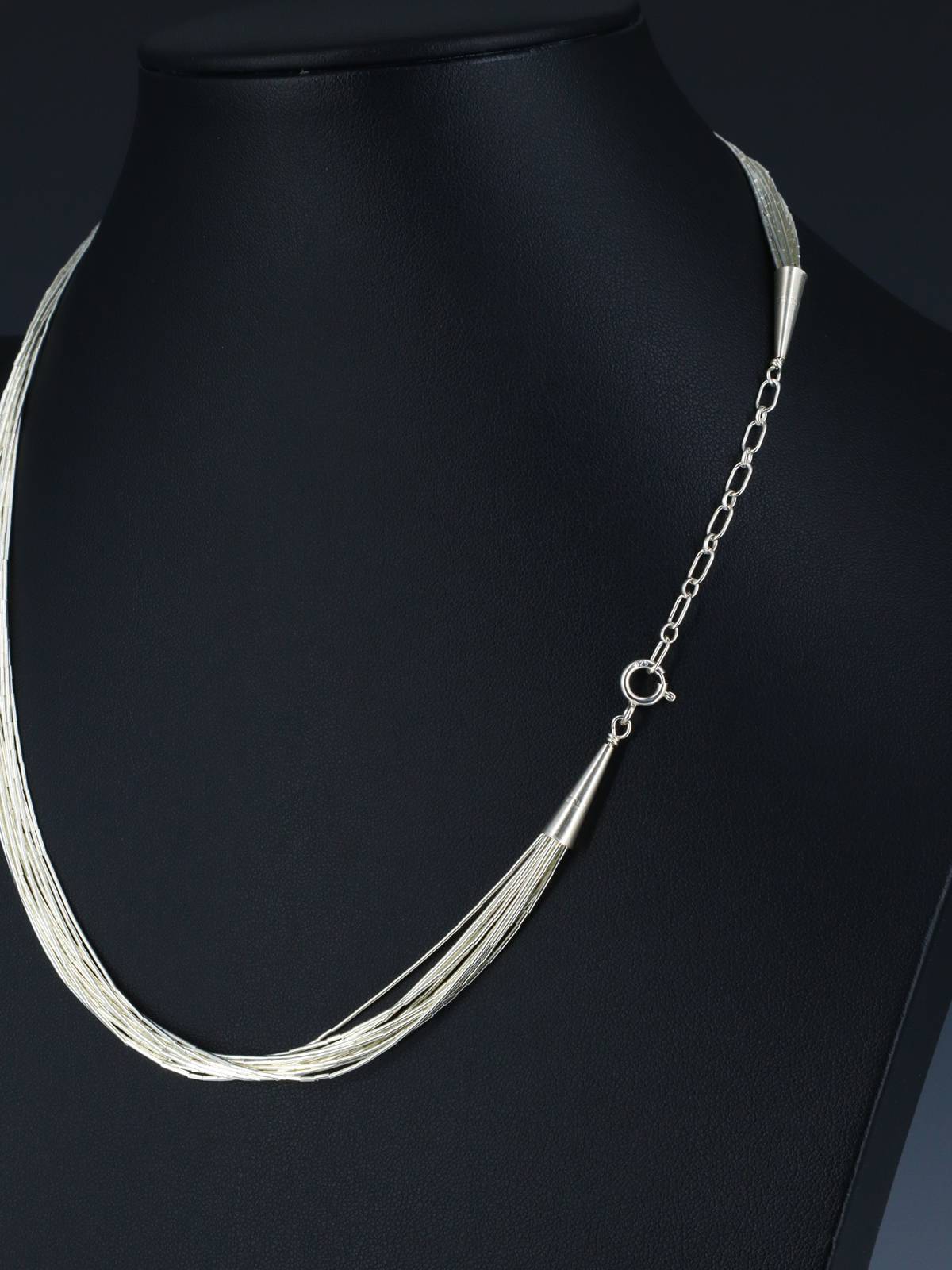 15 Strand Liquid Silver 18" Necklace - PuebloDirect.com