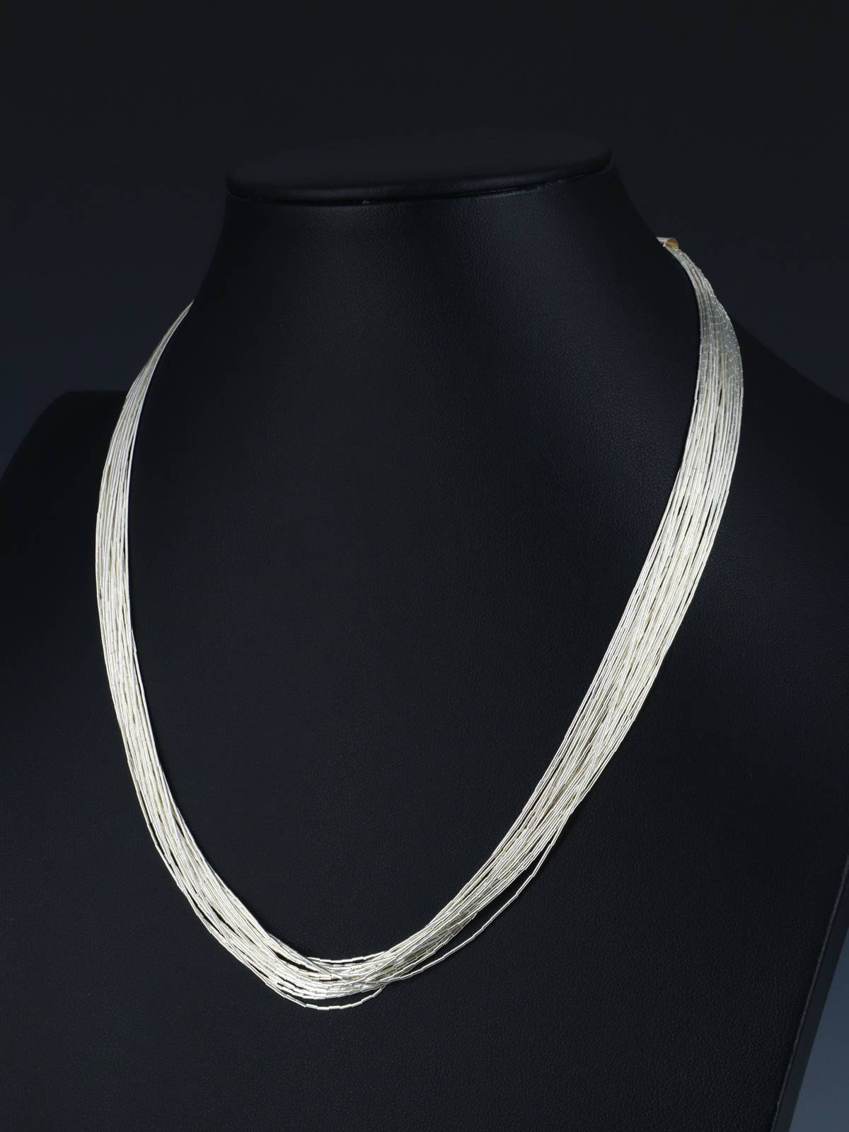 20 Strand Liquid Silver 18" Necklace - PuebloDirect.com