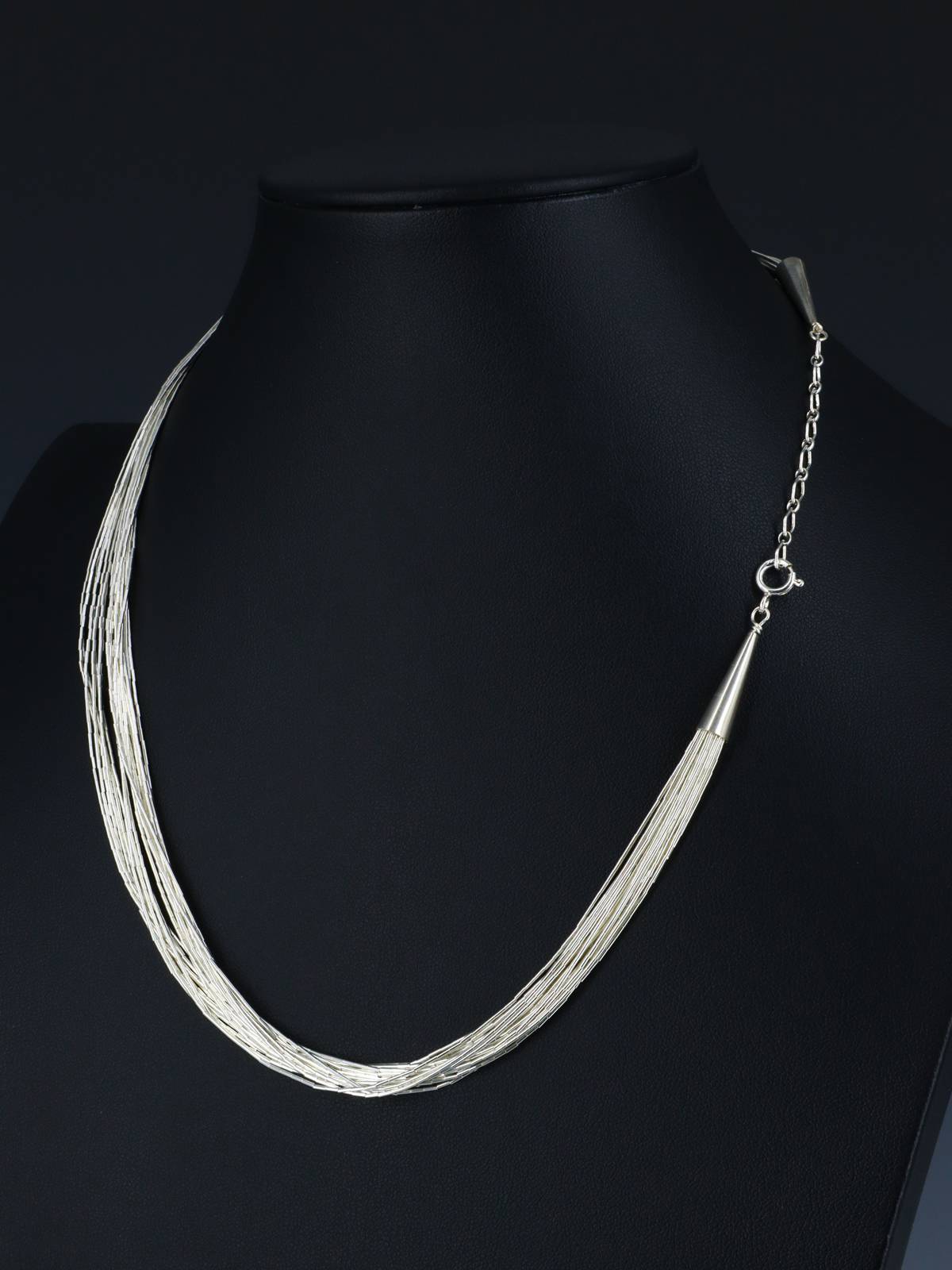 20 Strand Liquid Silver 18" Necklace - PuebloDirect.com