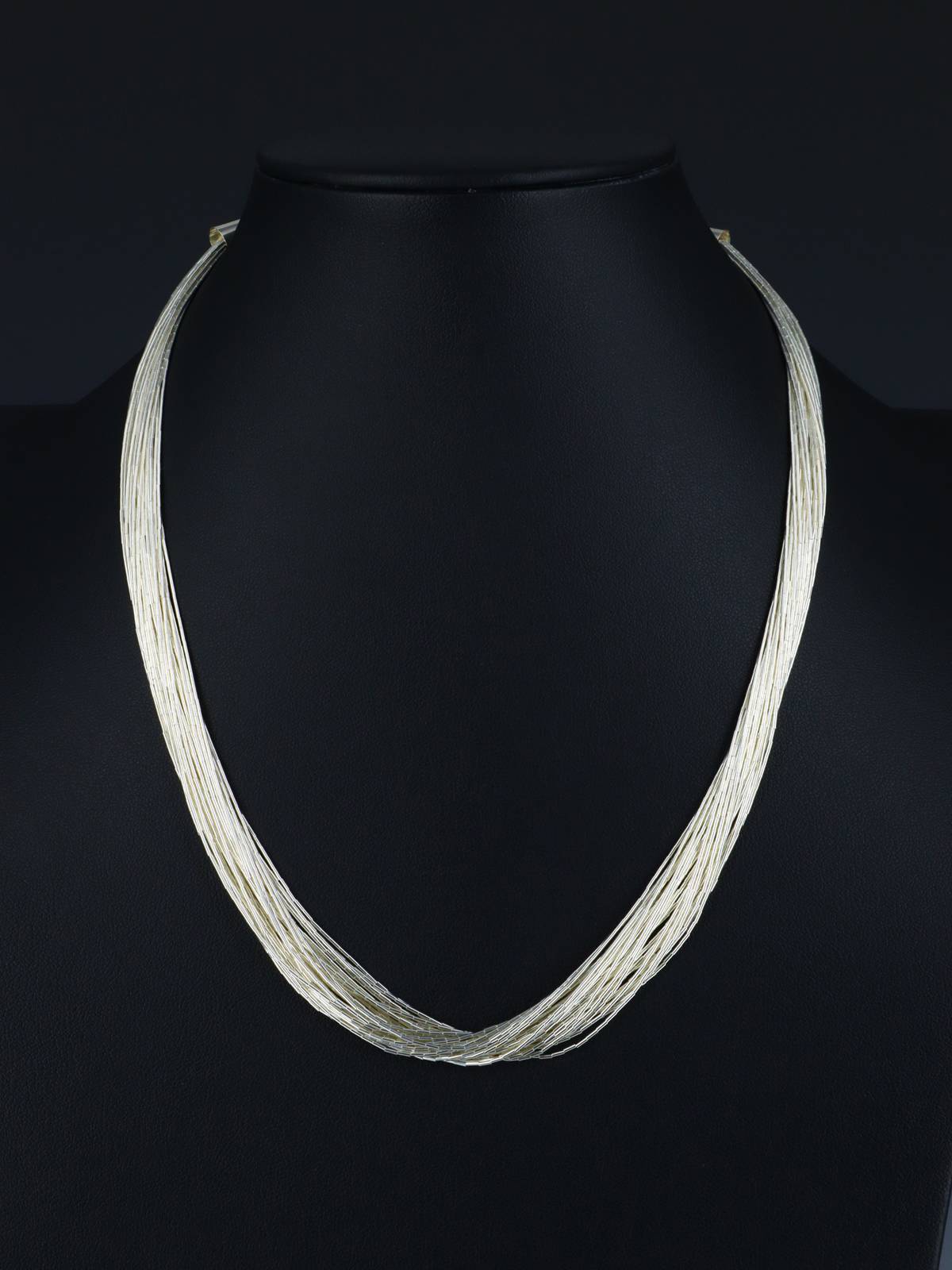 30 Strand Liquid Silver 18" Necklace - PuebloDirect.com