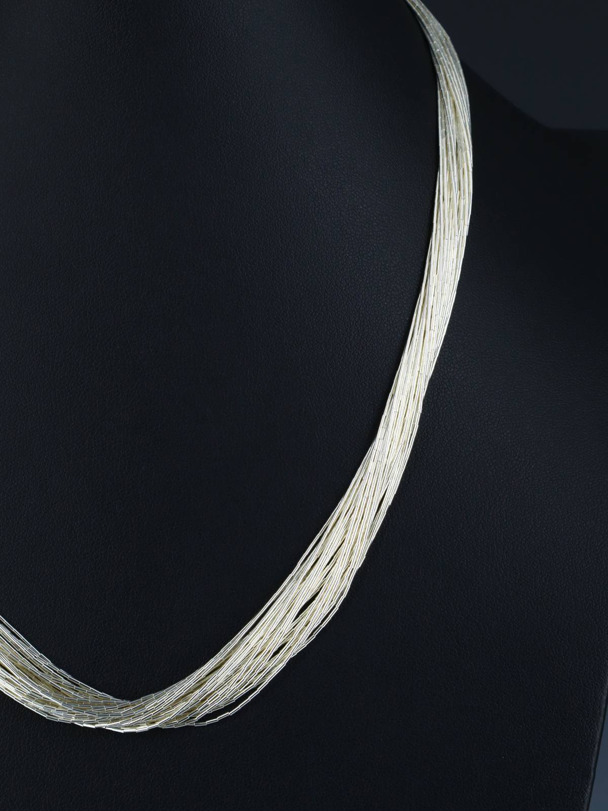 30 Strand Liquid Silver 18" Necklace - PuebloDirect.com