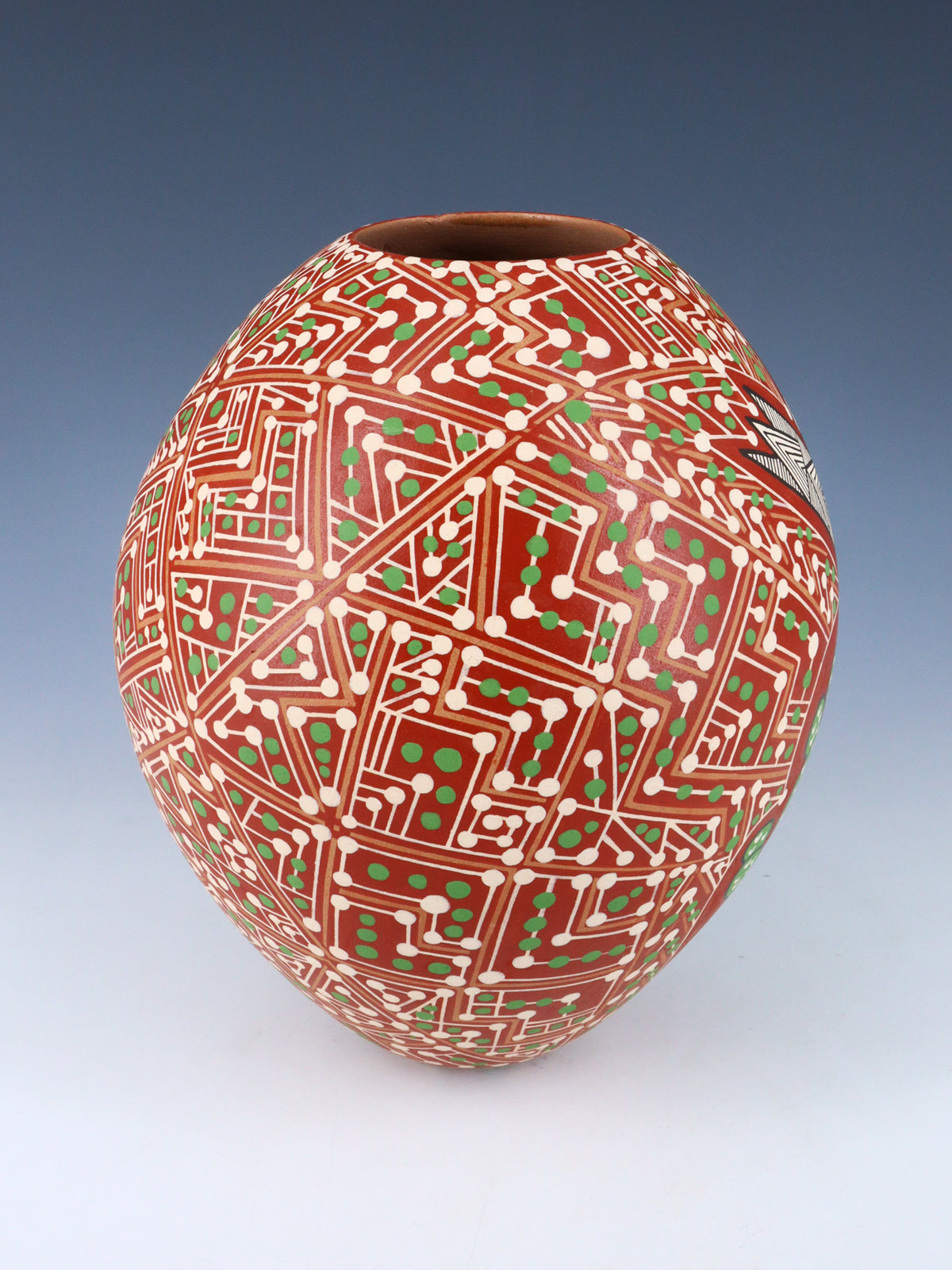 Mata Ortiz Hand Coiled and Painted Roadrunner Pottery Vase