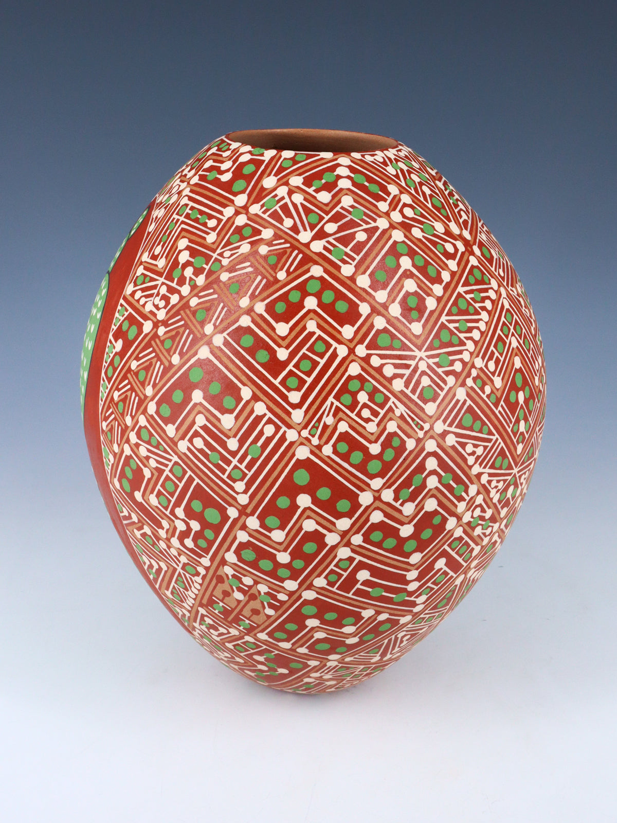 Mata Ortiz Hand Coiled and Painted Roadrunner Pottery Vase