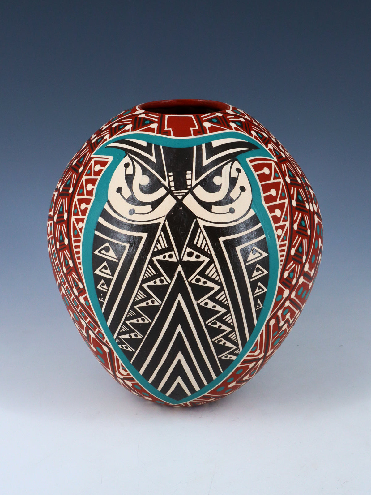 Mata Ortiz Hand Coiled and Painted Owl Pottery