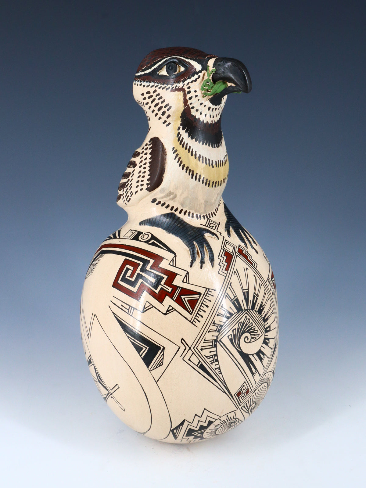 Mata Ortiz Hand Coiled Pottery Bird Effigy Vase