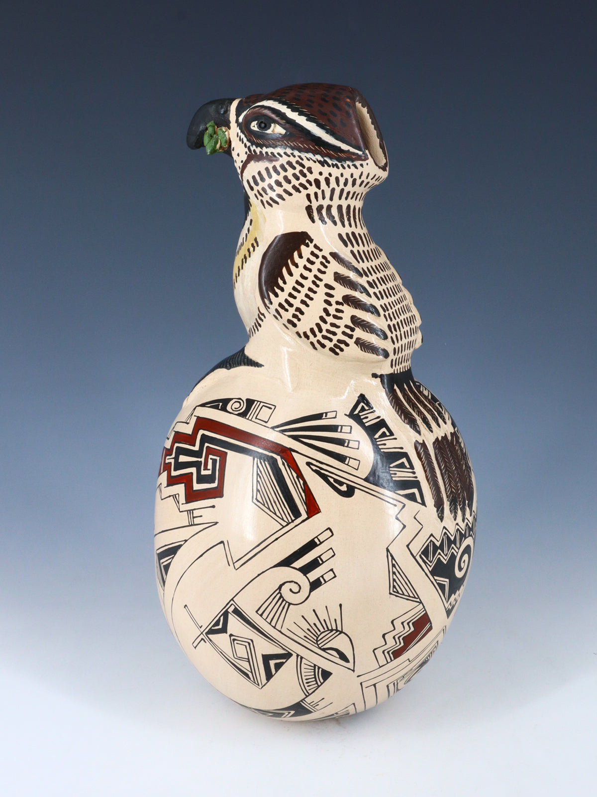 Mata Ortiz Hand Coiled Pottery Bird Effigy Vase