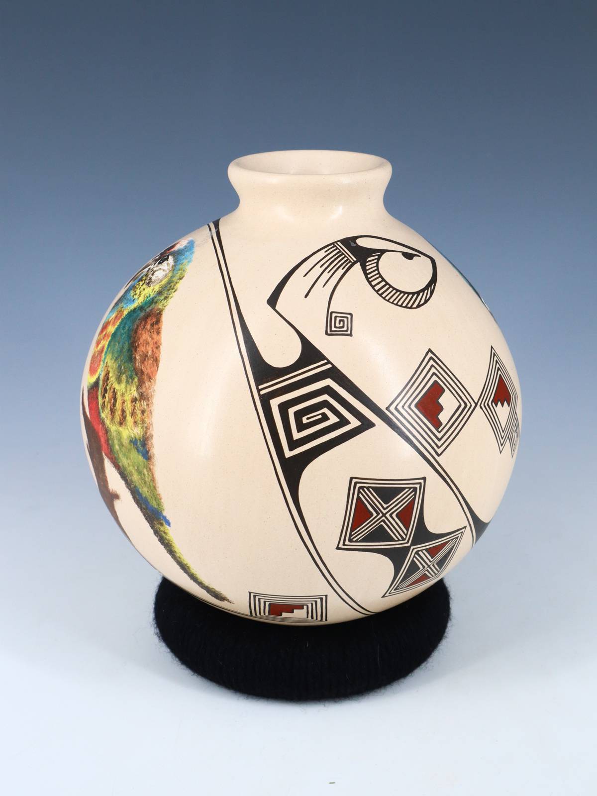 Mata Ortiz Hand Coiled Painted Bird Pottery