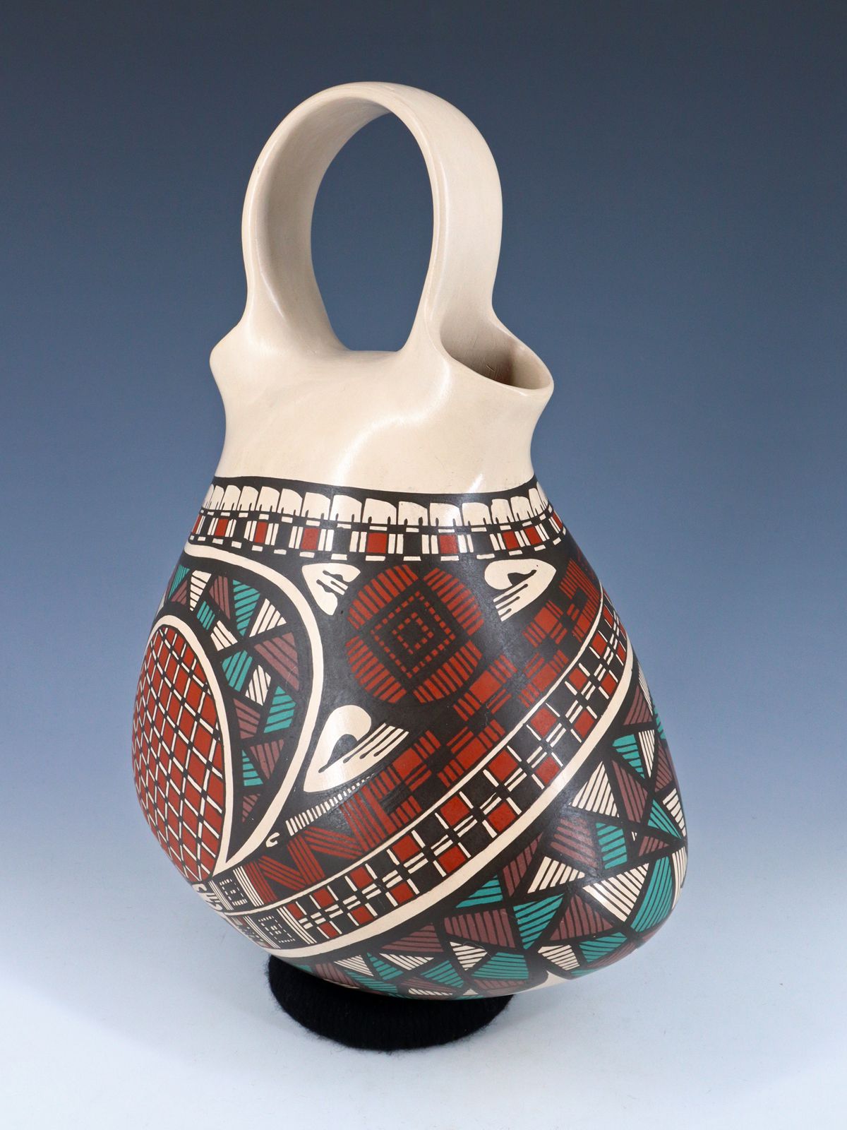 Mata Ortiz Hand Coiled Painted Pottery Wedding Vase - PuebloDirect.com