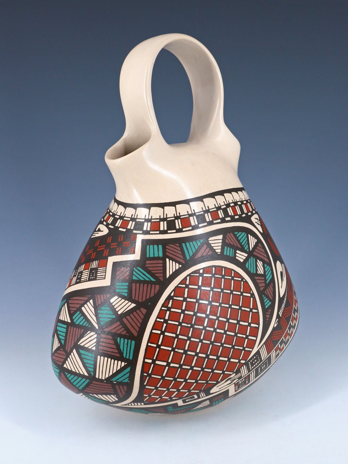 Mata Ortiz Hand Coiled Painted Pottery Wedding Vase - PuebloDirect.com
