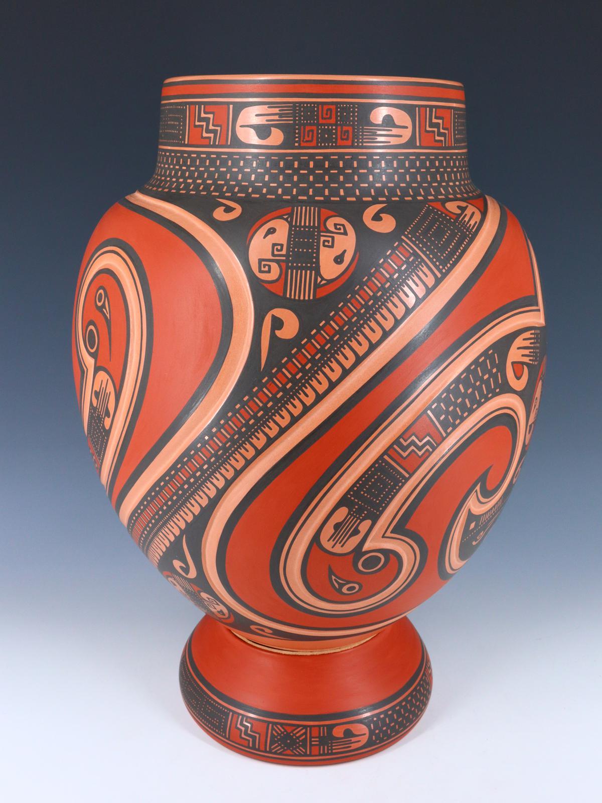Large Mata Ortiz Hand Coiled Carved Pottery Olla - PuebloDirect.com