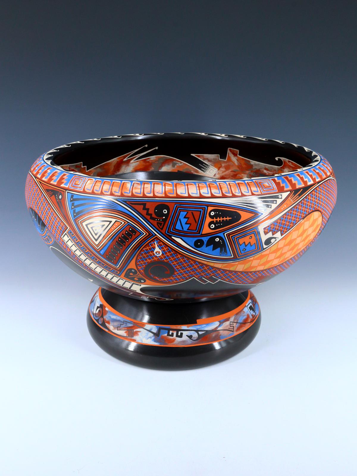 Large Mata Ortiz Hand Coiled and Painted Paquime Pottery Bowl - PuebloDirect.com