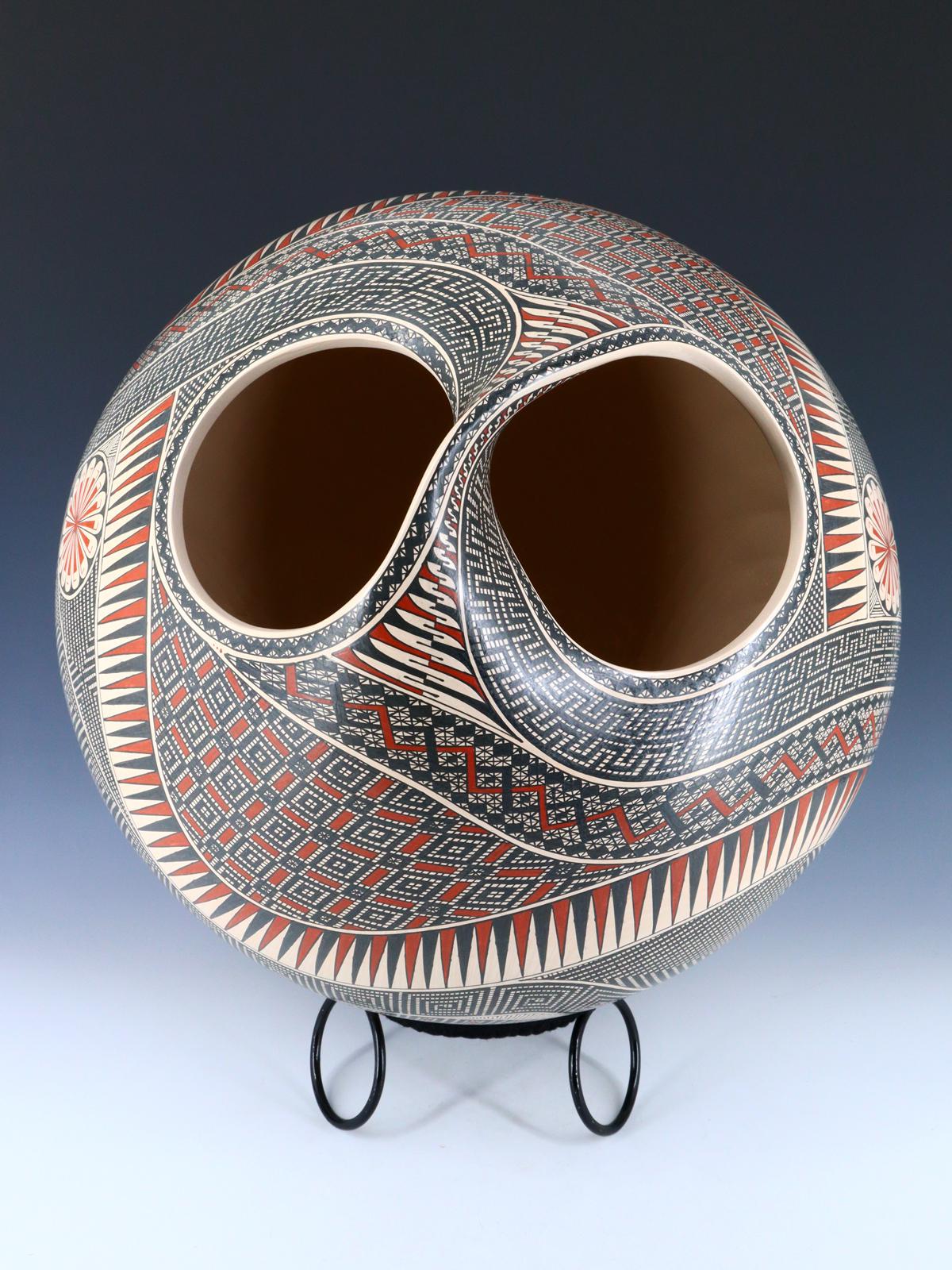 Large Twisted Handle Mata Ortiz Hand Coiled Paquime Pottery - PuebloDirect.com