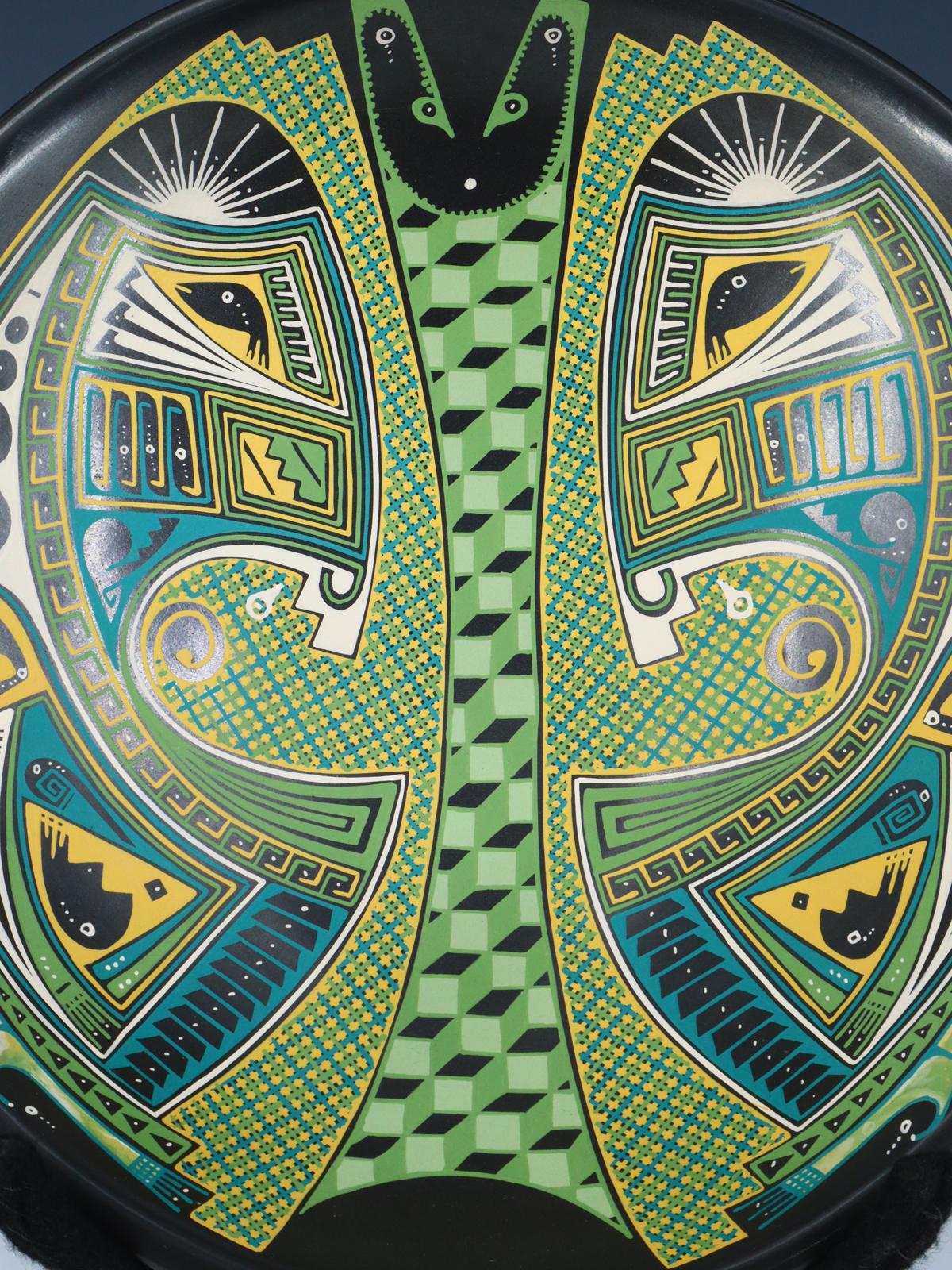 Mata Ortiz Hand Coiled and Painted Paquime Pottery Plate - PuebloDirect.com