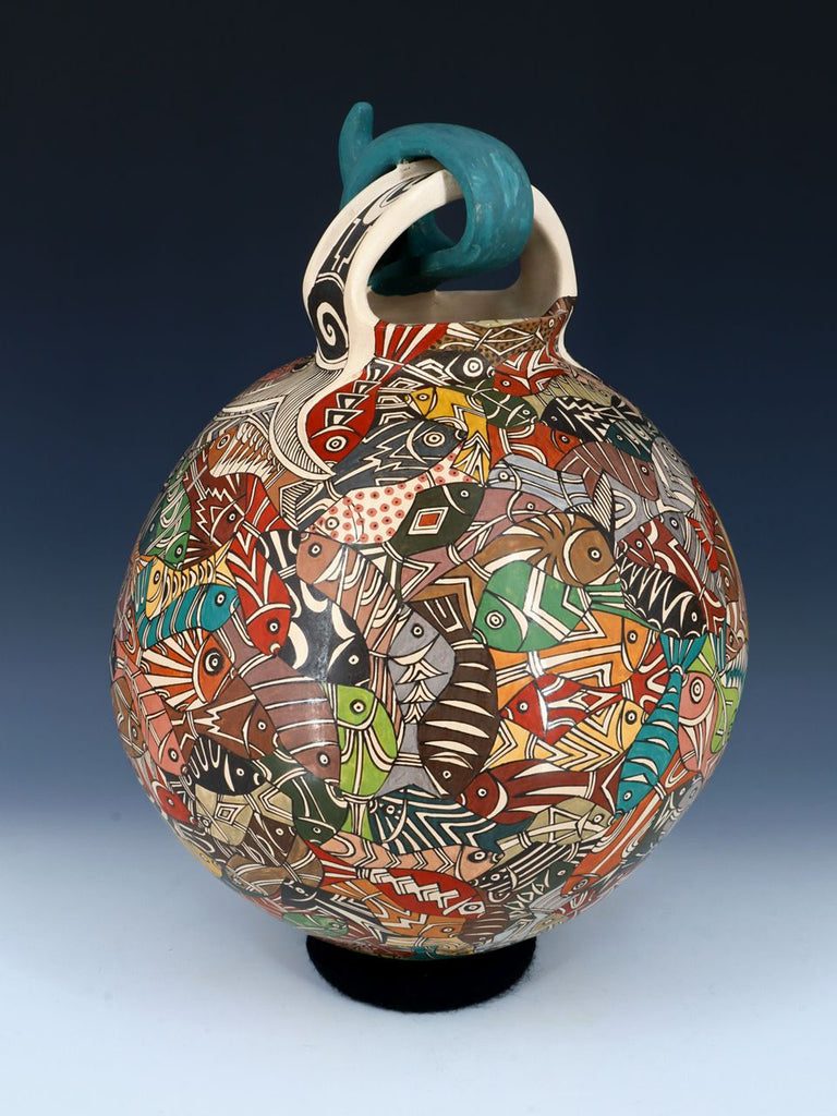Large Mata Ortiz Hand Coiled Dolphin Effigy Pottery - PuebloDirect.com