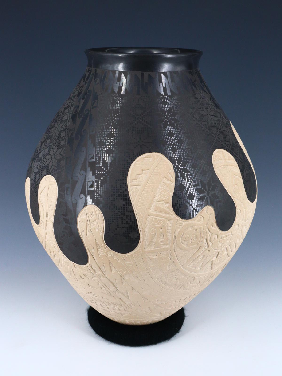 Mata Ortiz Hand Coiled and Painted Pottery Vase