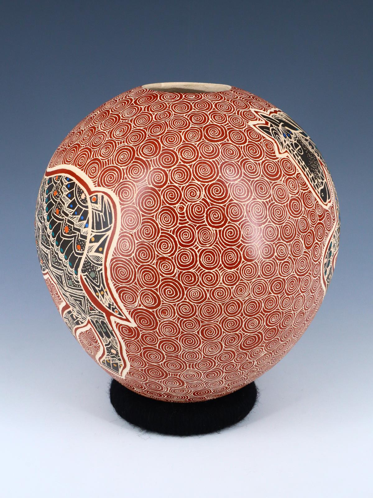 Mata Ortiz Hand Coiled Etched Horse Pottery