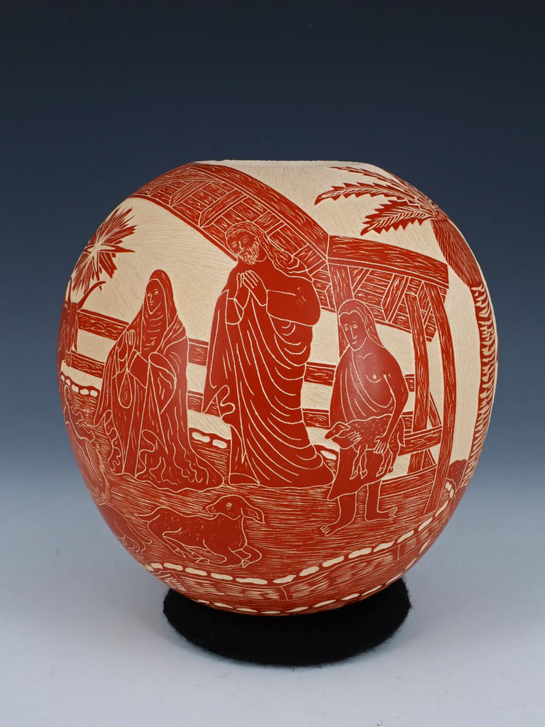 Mata Ortiz Hand Coiled Nativity Etched Pottery - PuebloDirect.com